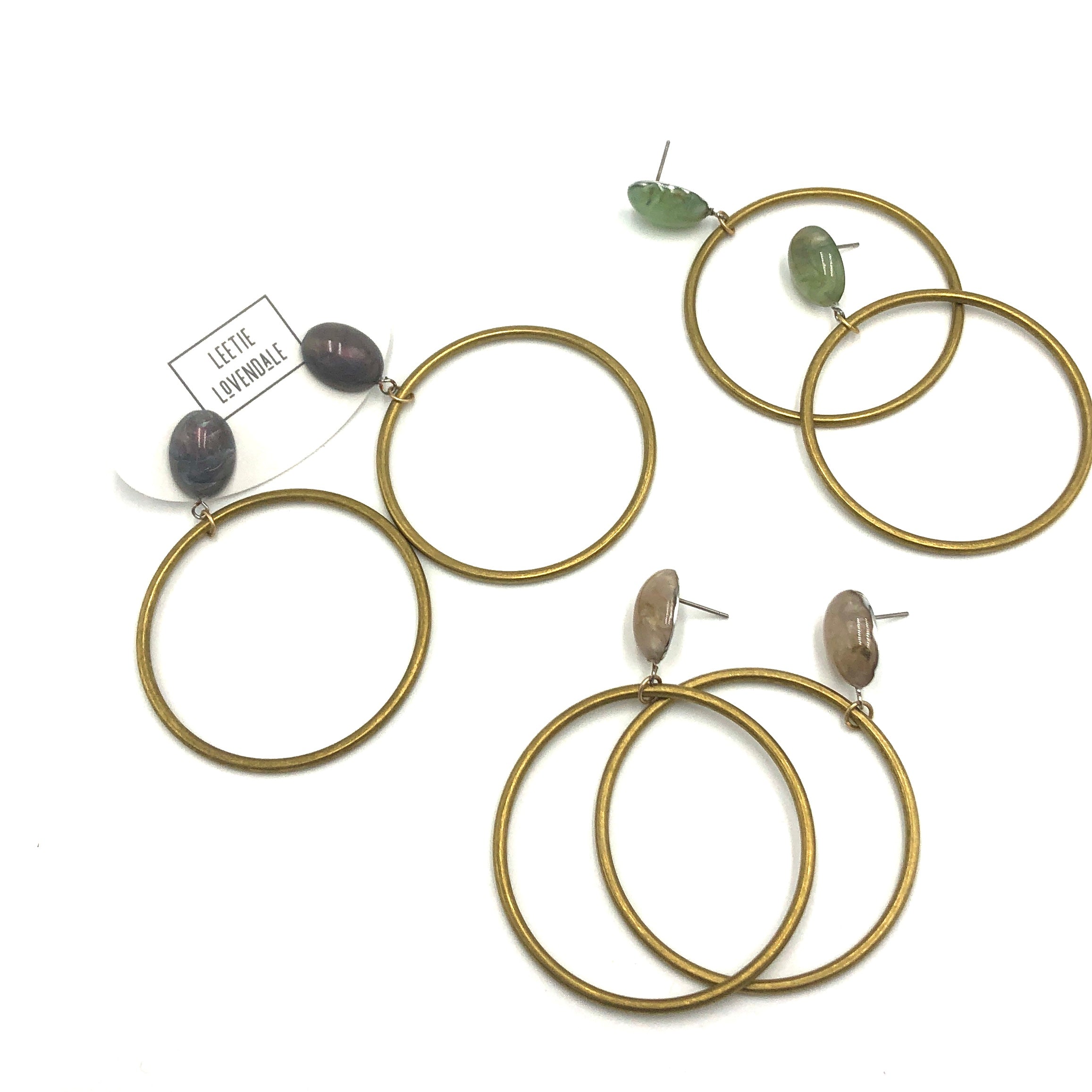 brass earrings 3 colors