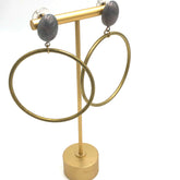 brass hoop drop earrings