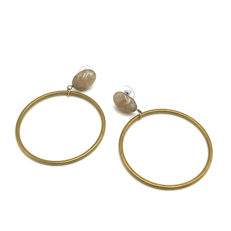 brass and beige earrings