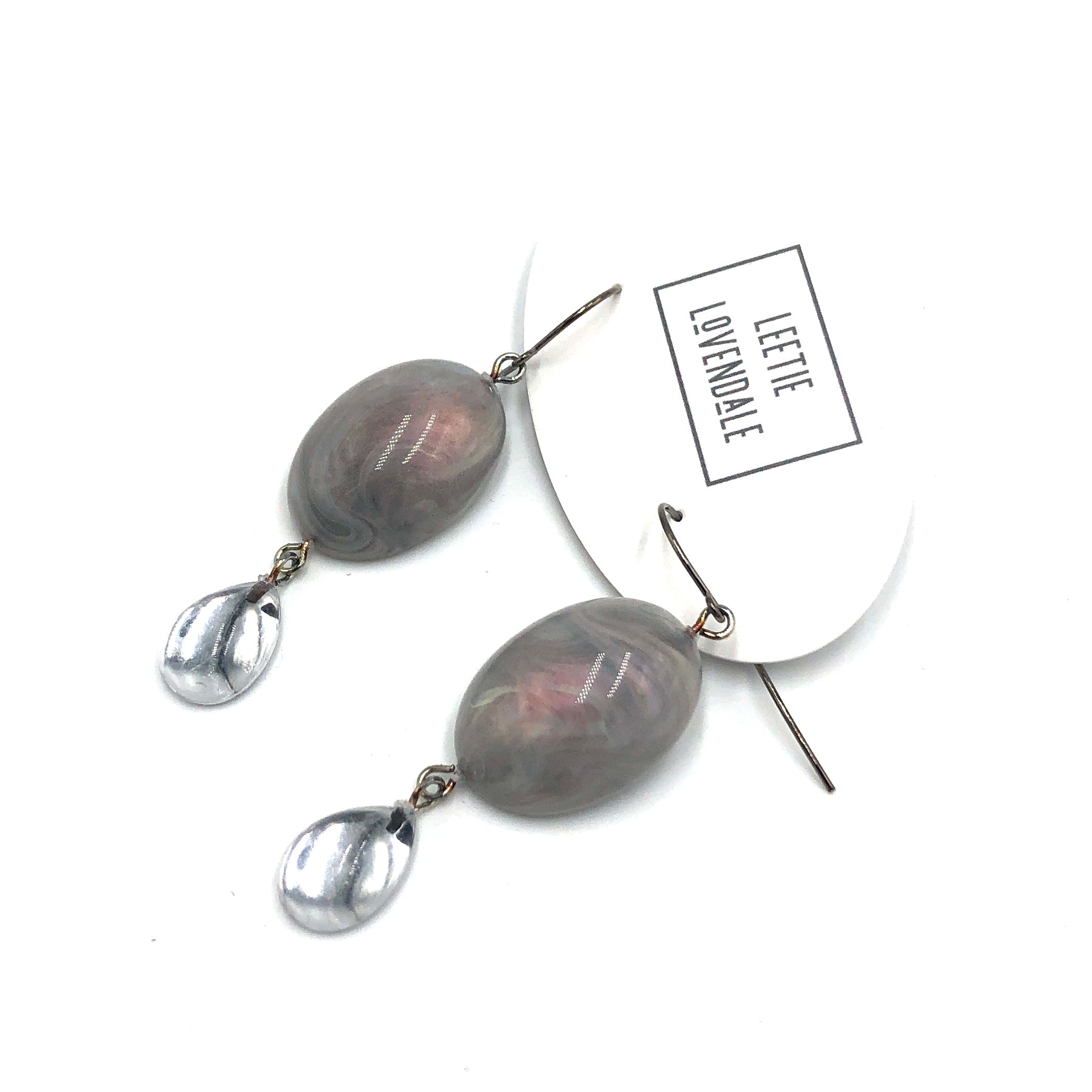 grey and silver earrings