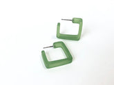 green geometric earrings