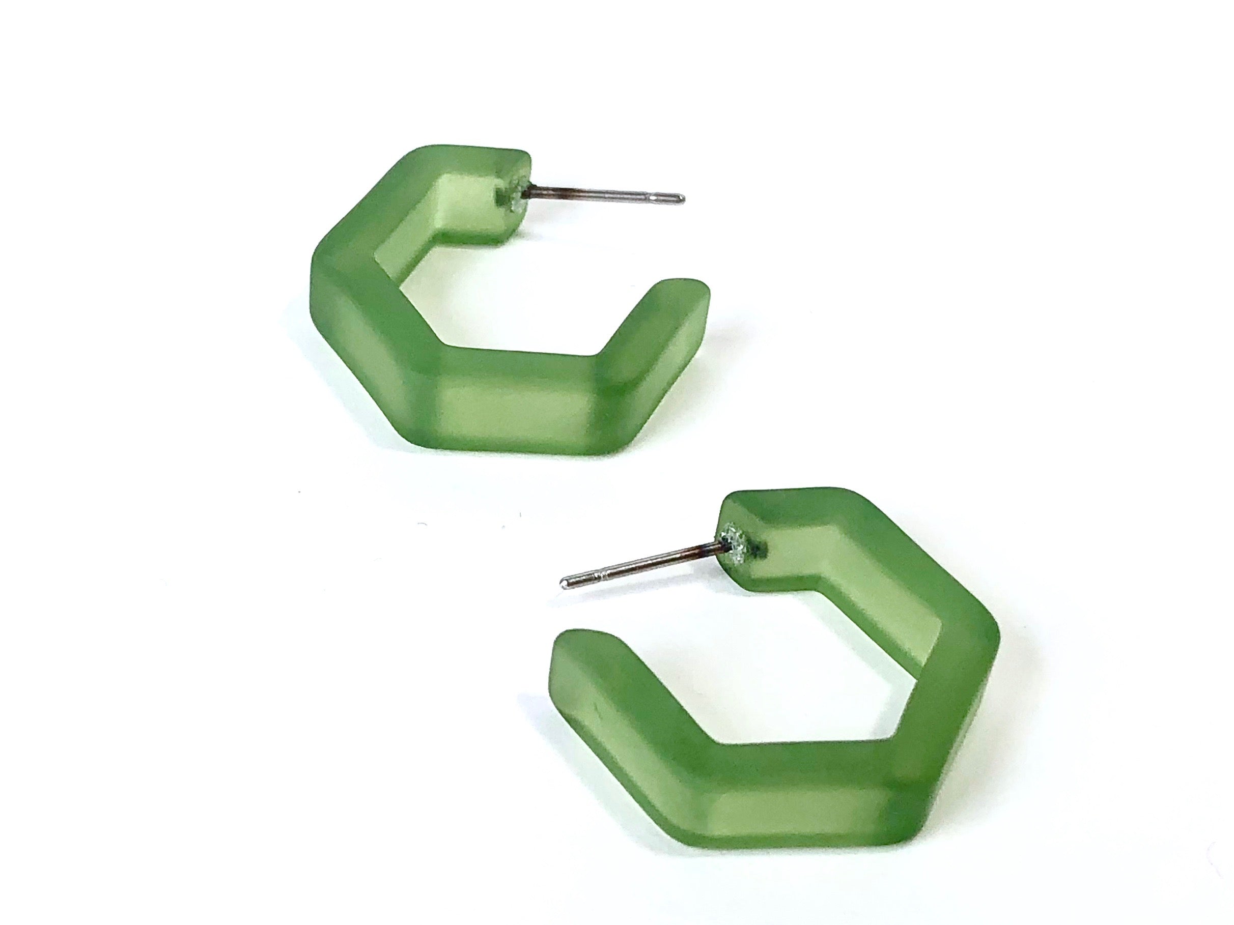 sea glass green hex earrings