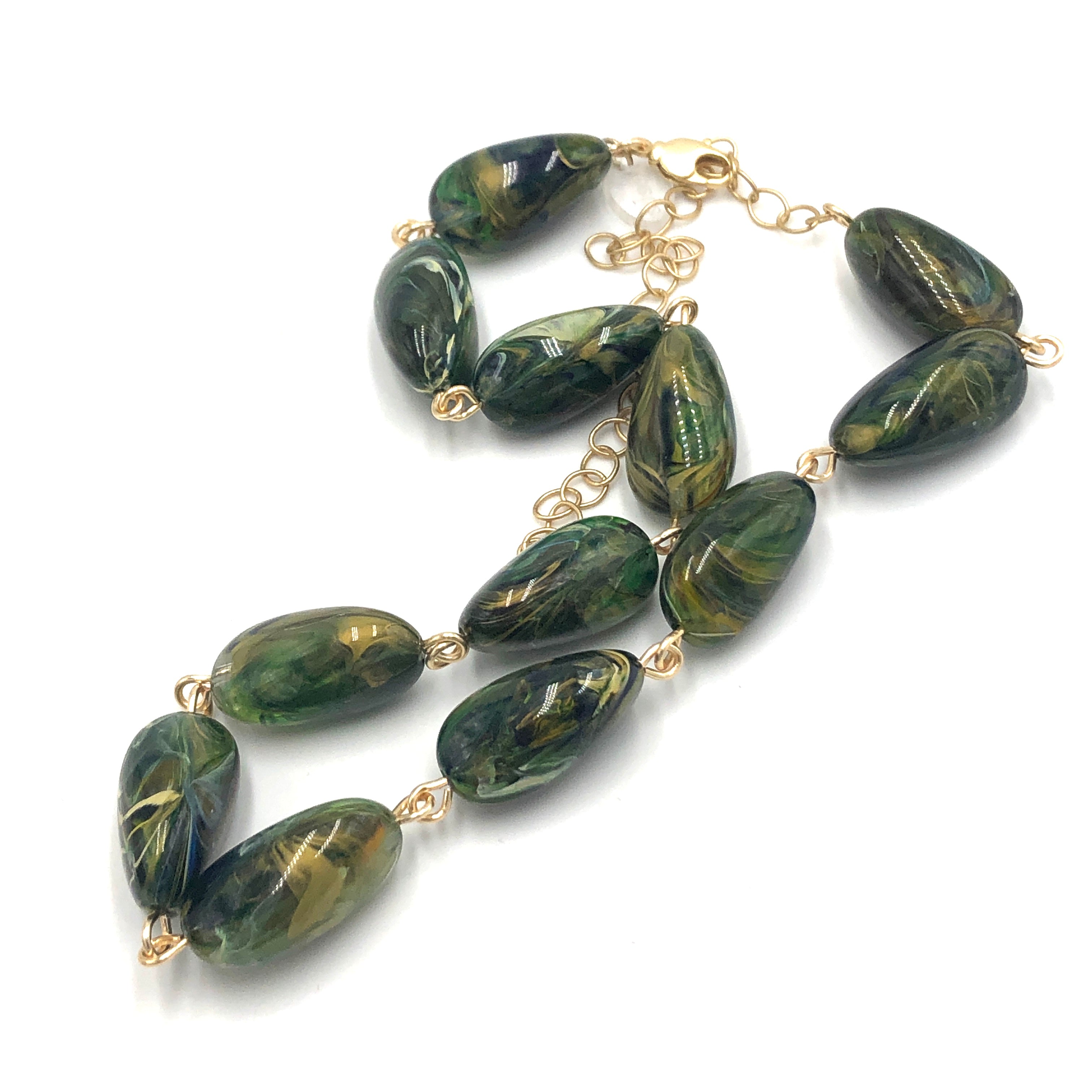 green marbled amelia necklace