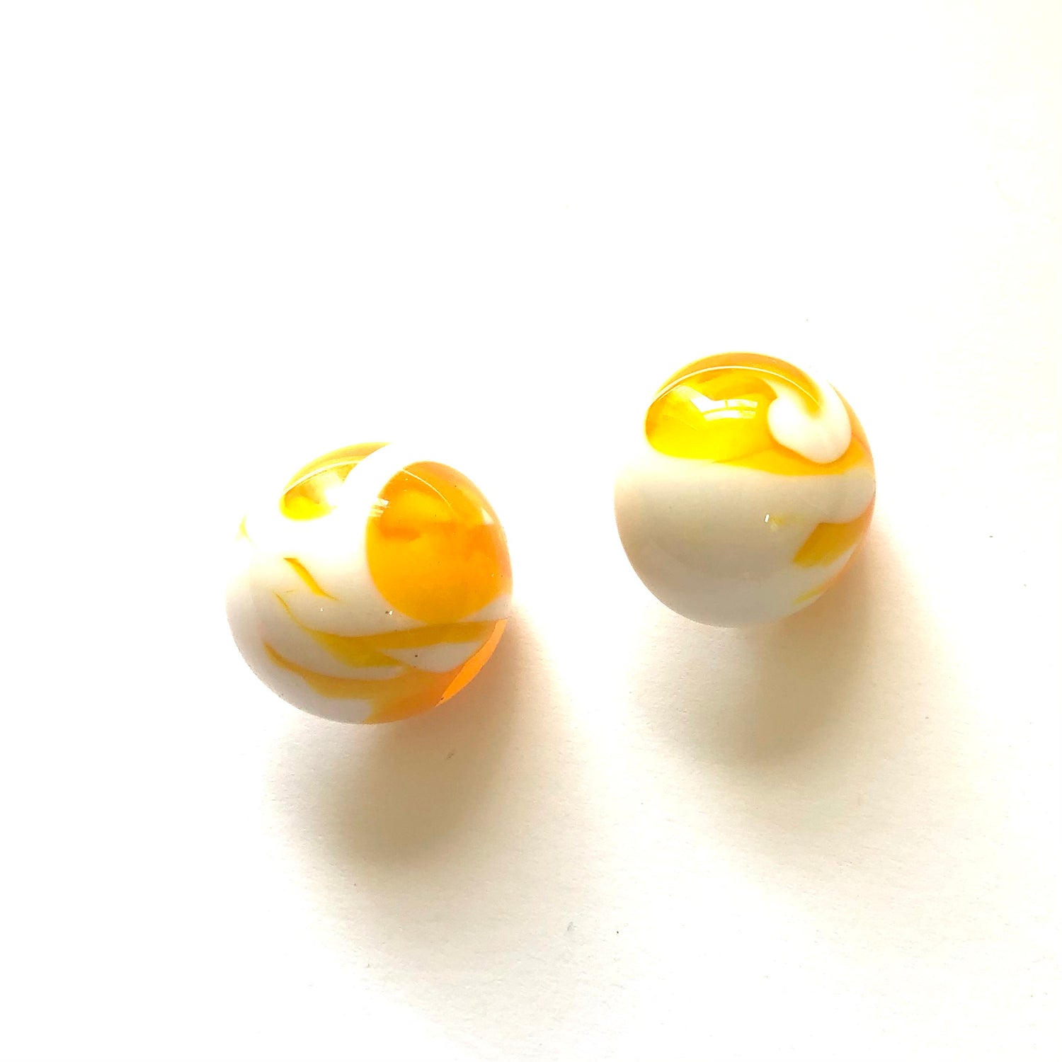 Yellow Cherry Bomb Marbled Retro Button Stud Earrings