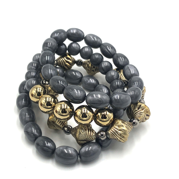 dark grey silver bracelets