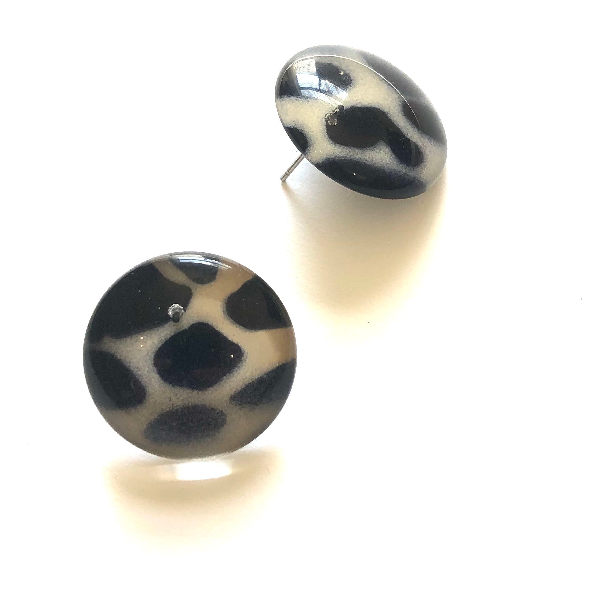 Blonde Leopard Shiny Retro Button Stud Earrings