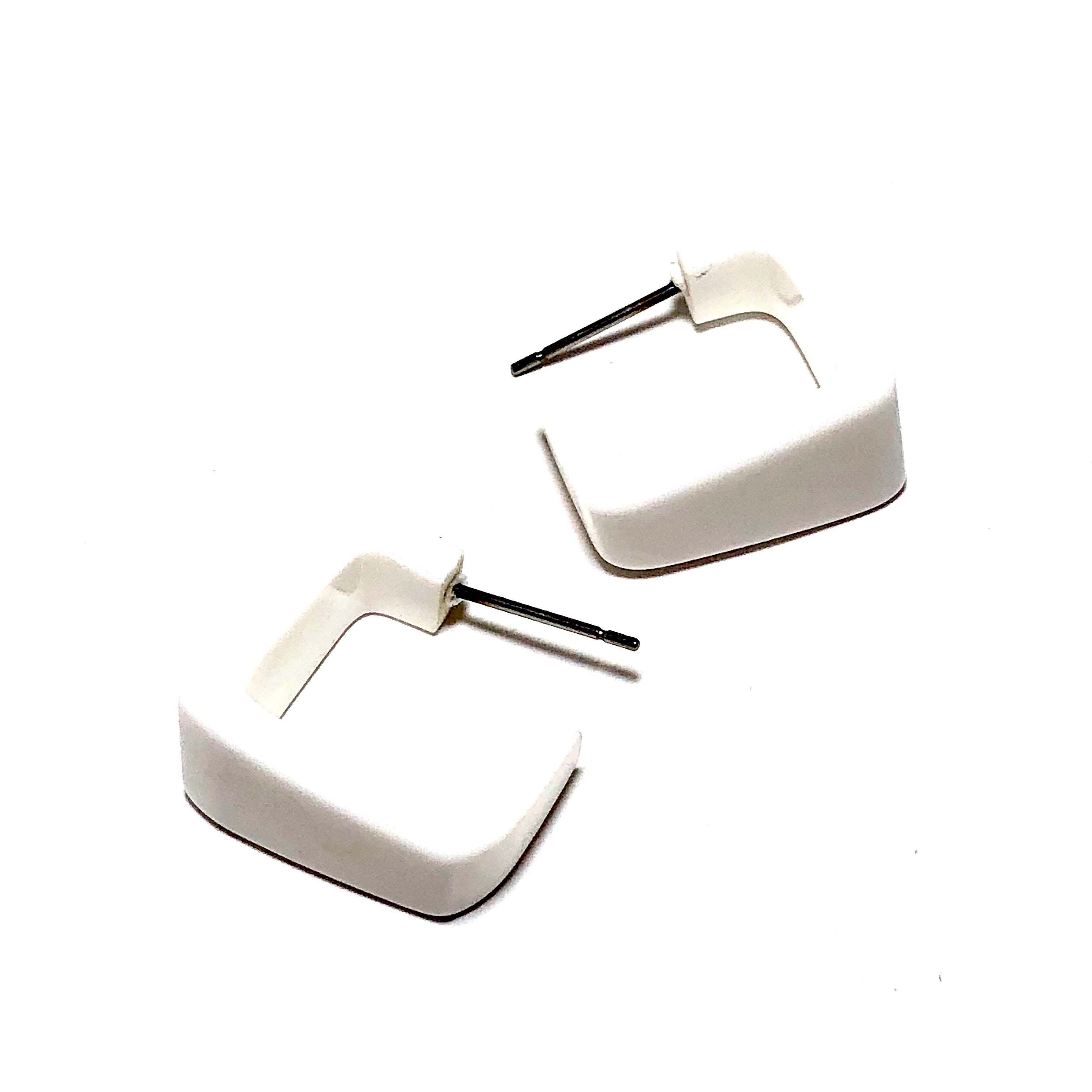 white square hoop earrings