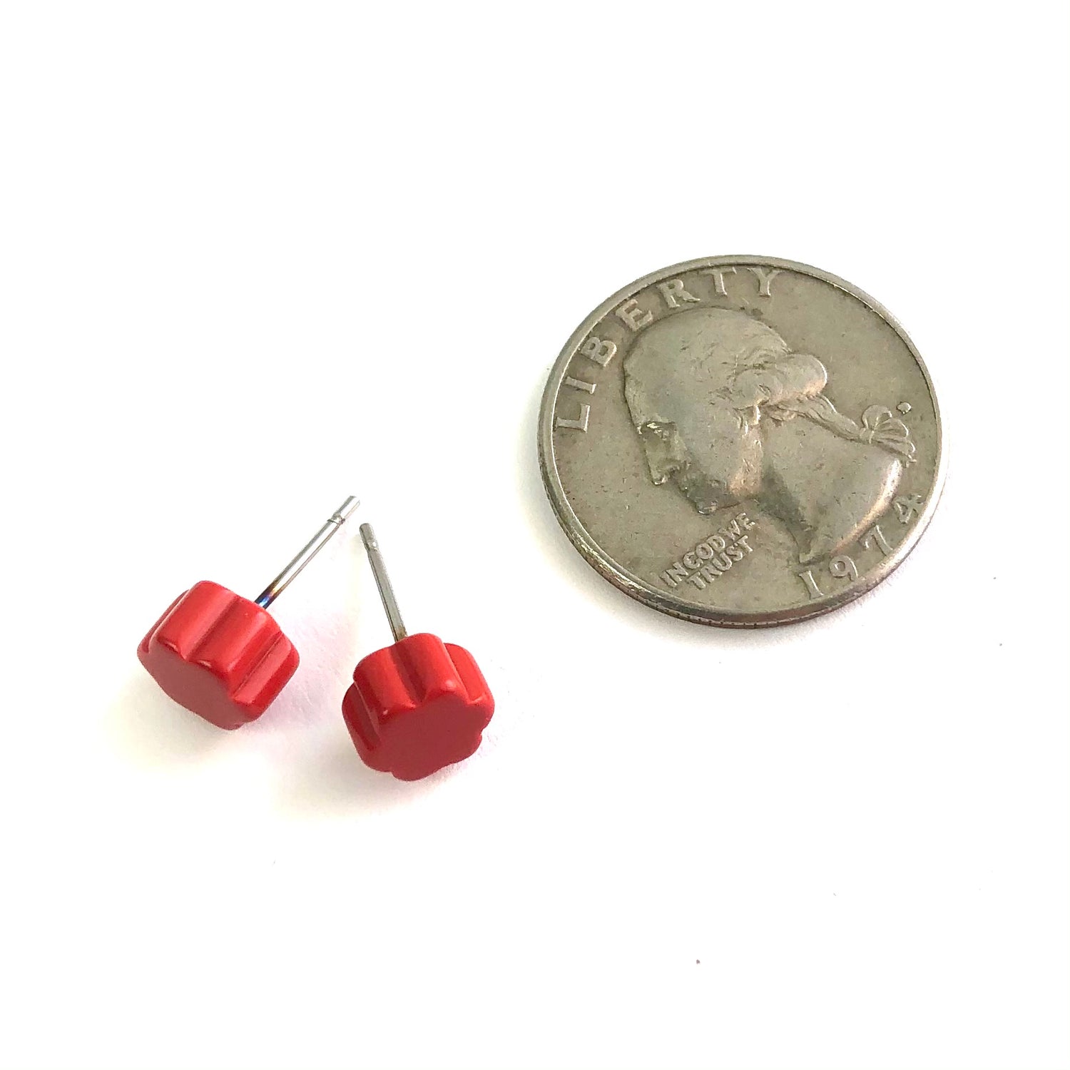 bright red minimalist earrings
