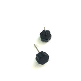 black flower stud earrings