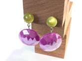 violet earrings with green
