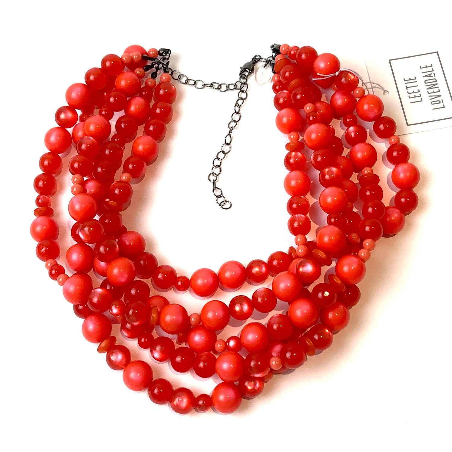 Neon Cherry-Melon Moonglow Sylvie Necklace