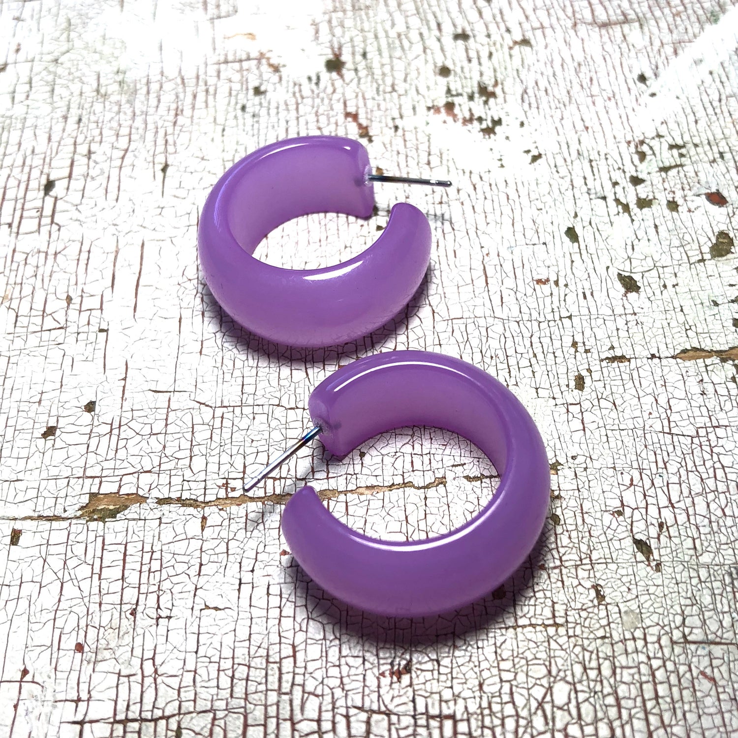 lilac lucite hoops