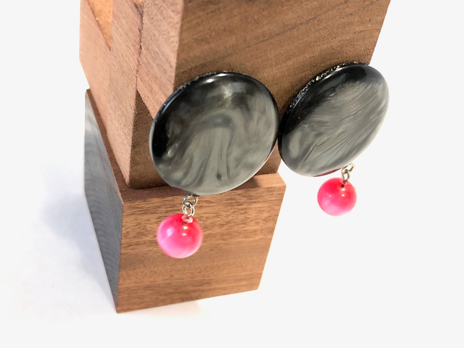 hot pink gray earrings