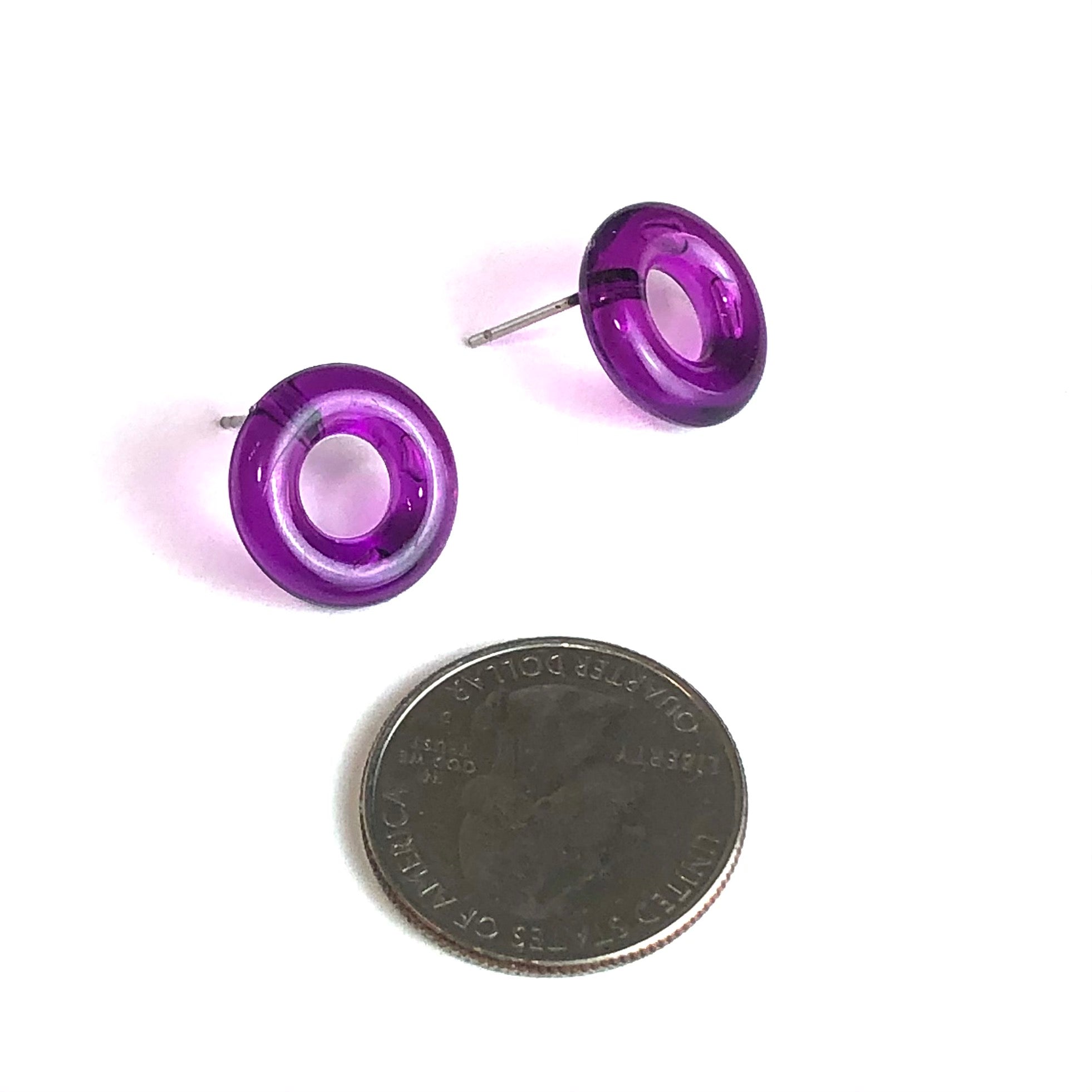 bright purple stud earrings