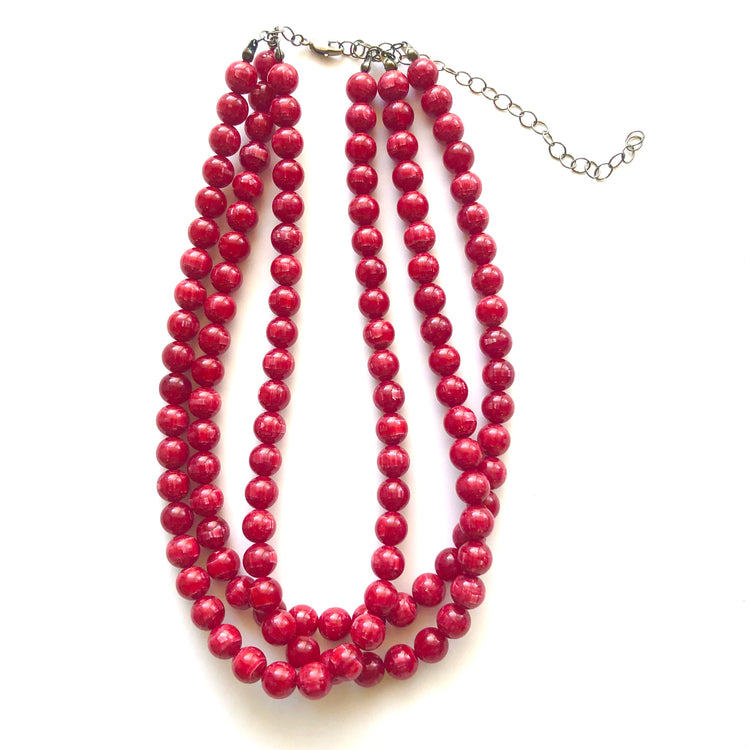 red necklace multi strand