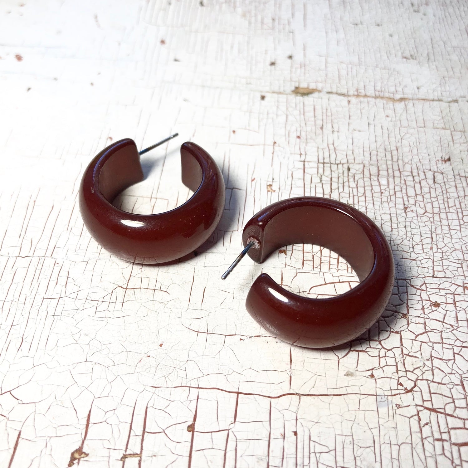 brown lucite hoop earrings