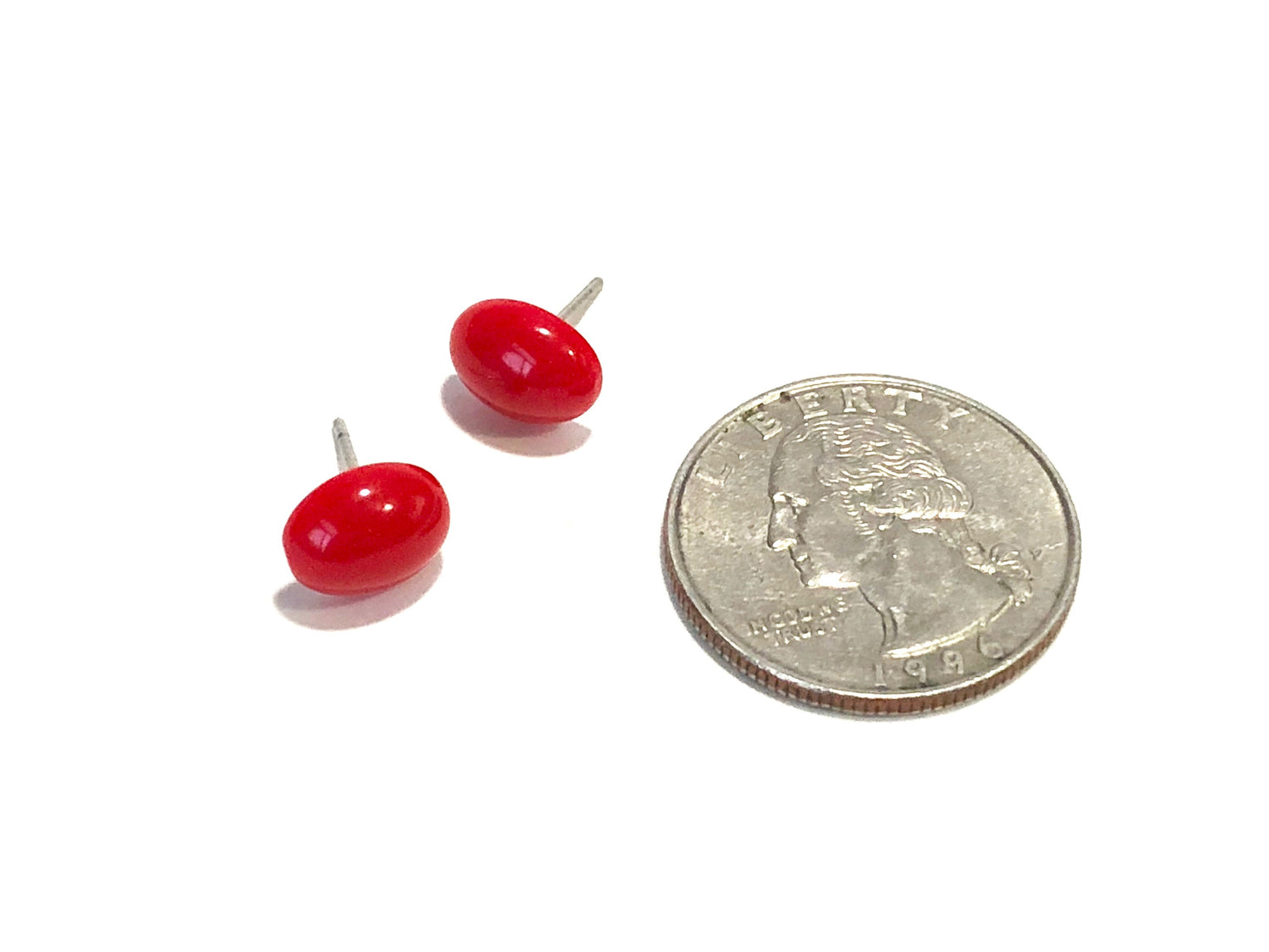 tiny red earrings