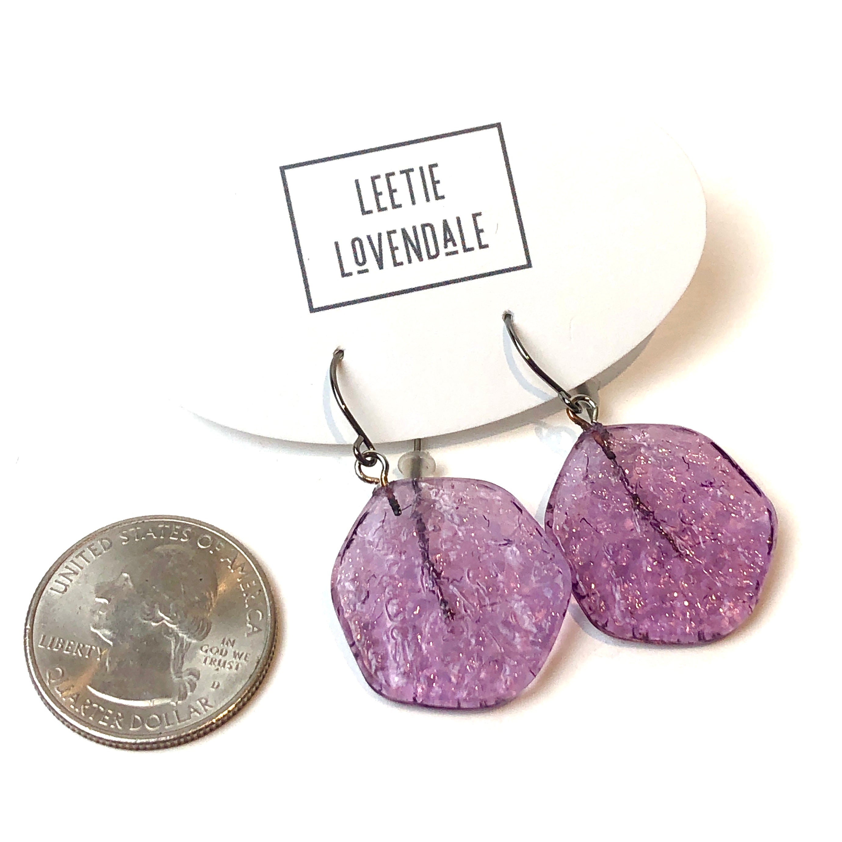 Amethyst Purple Ice Chip Drop Earrings