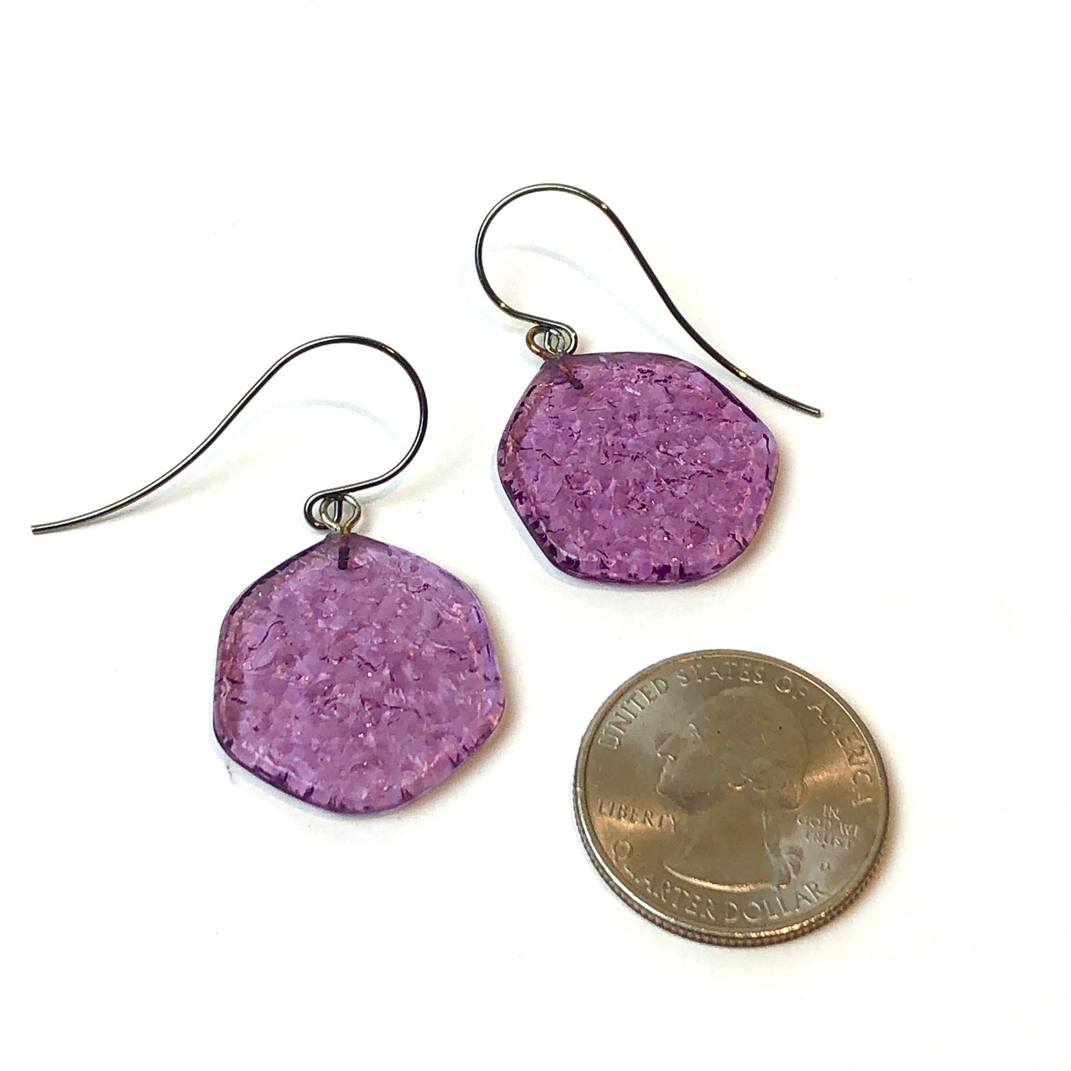 Amethyst Purple Ice Chip Drop Earrings