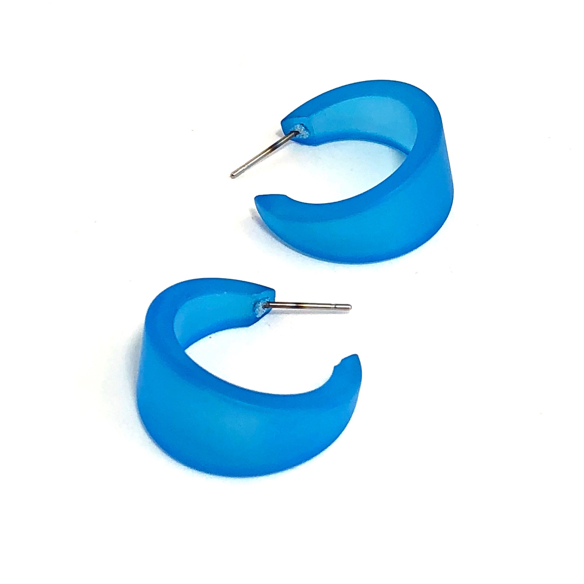 aqua blue lucite hoop earrings