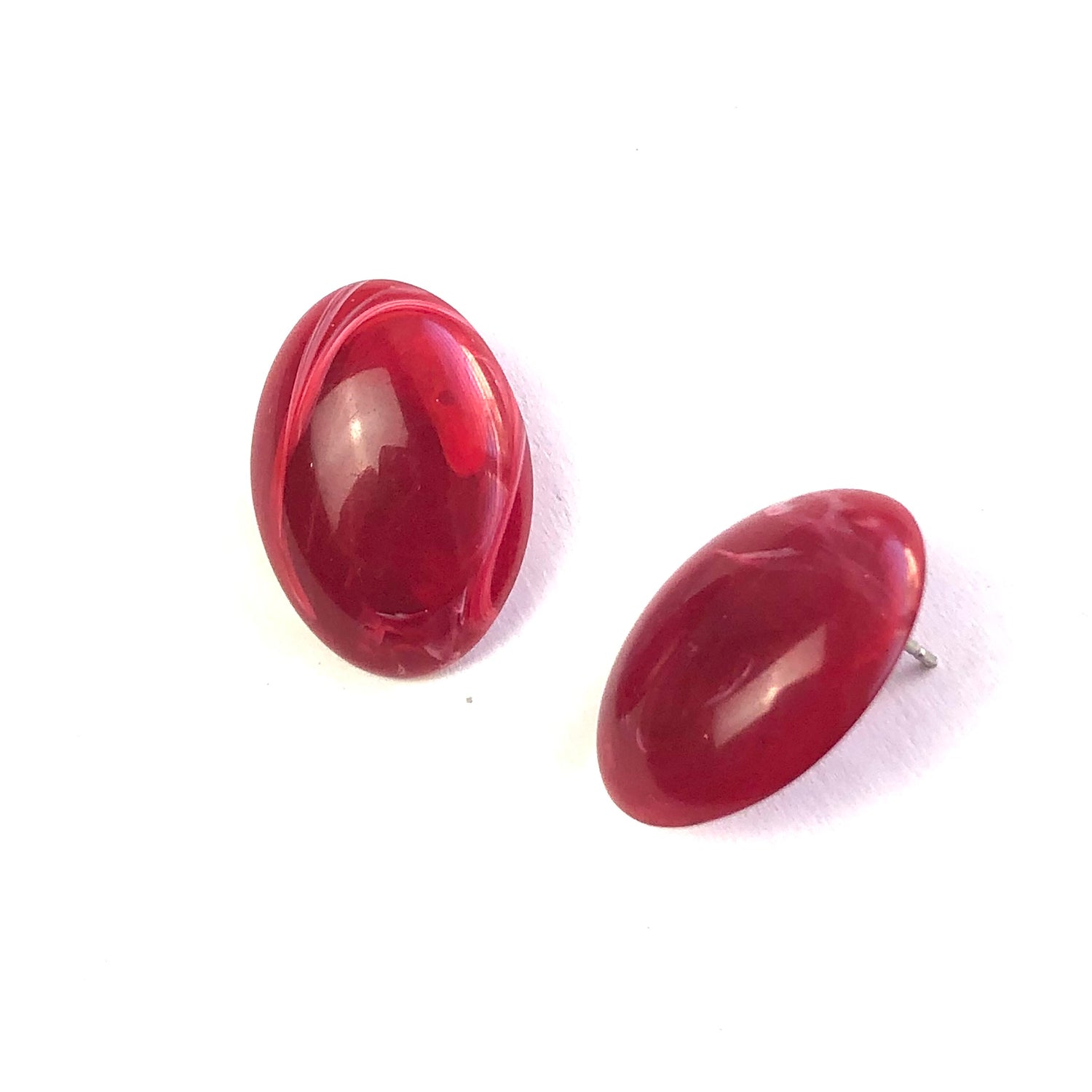 ruby oval earrings