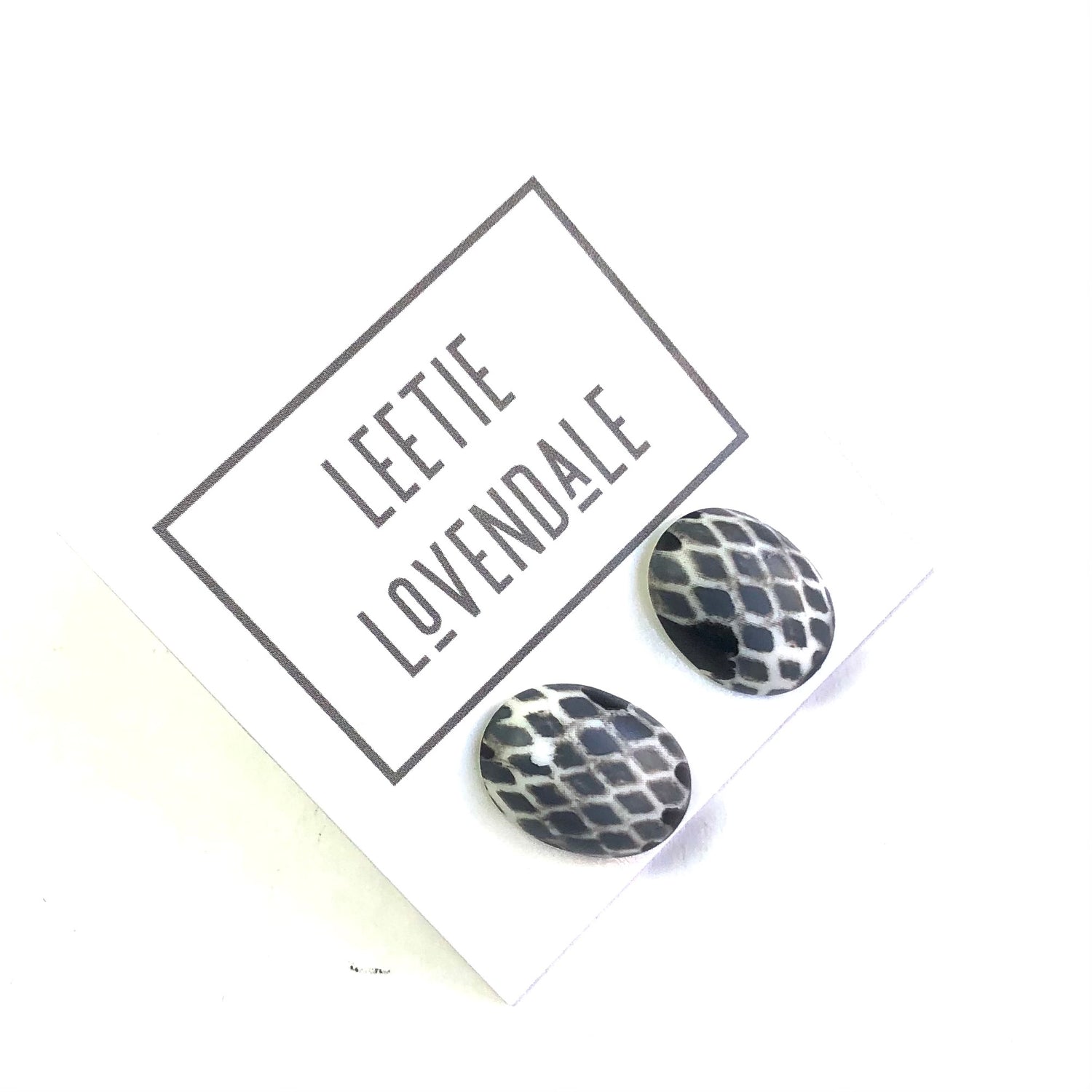 White King Snake Oval Button Studs