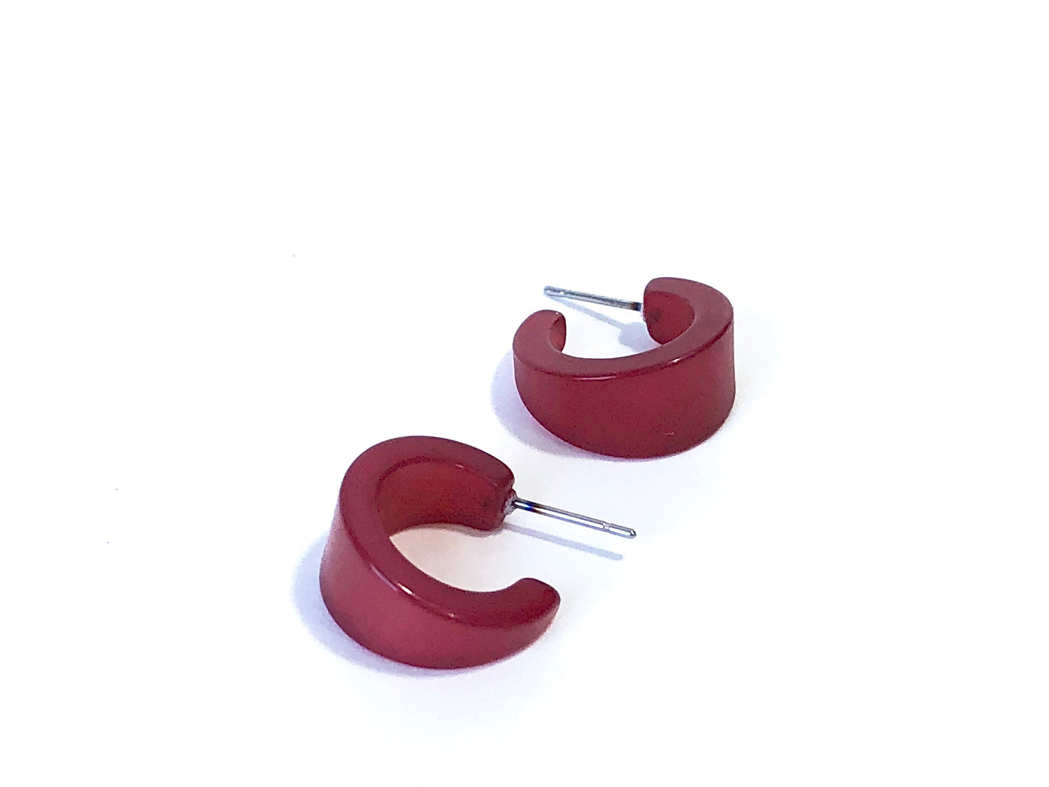 garnet red lucite earrings