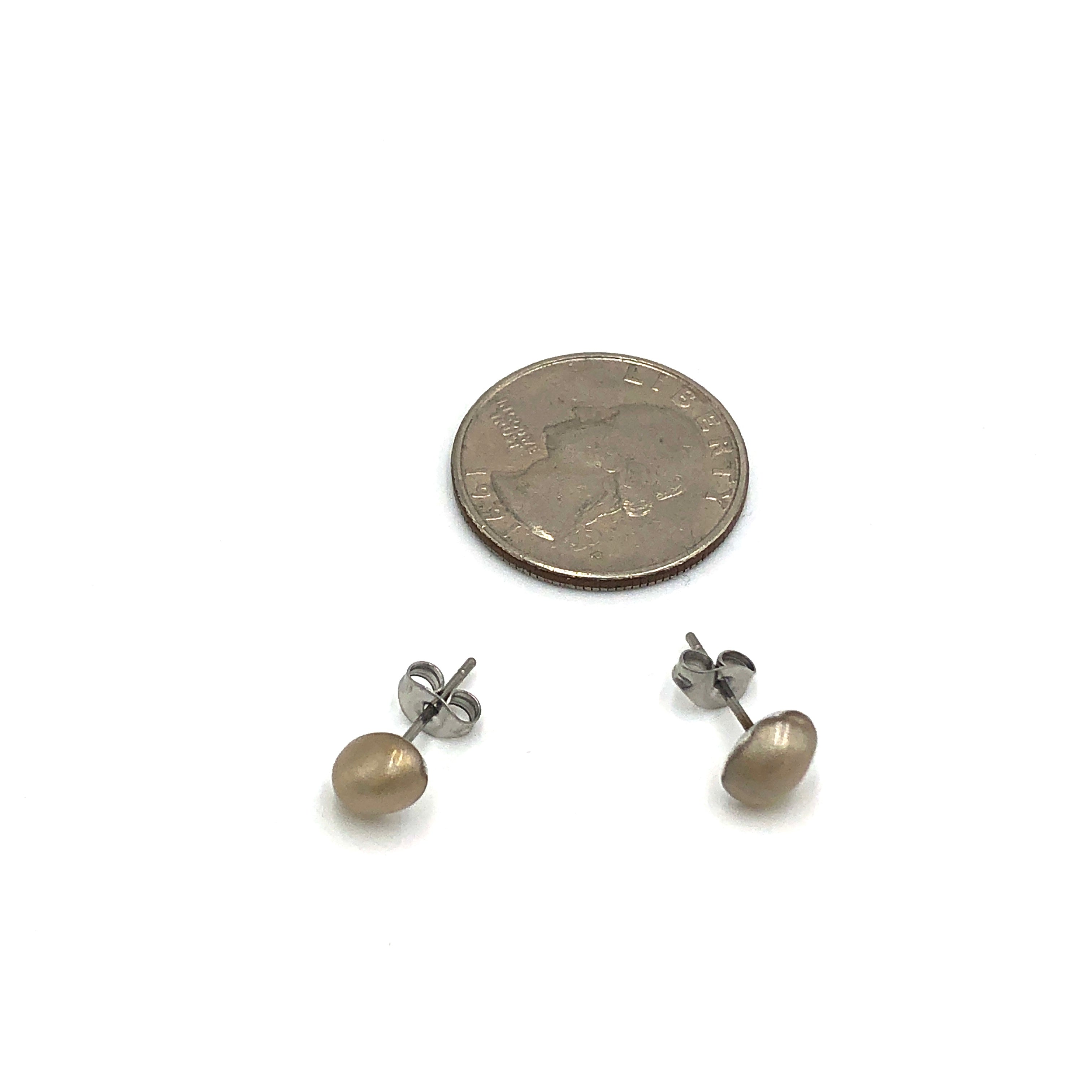 tiny stud earrings beige