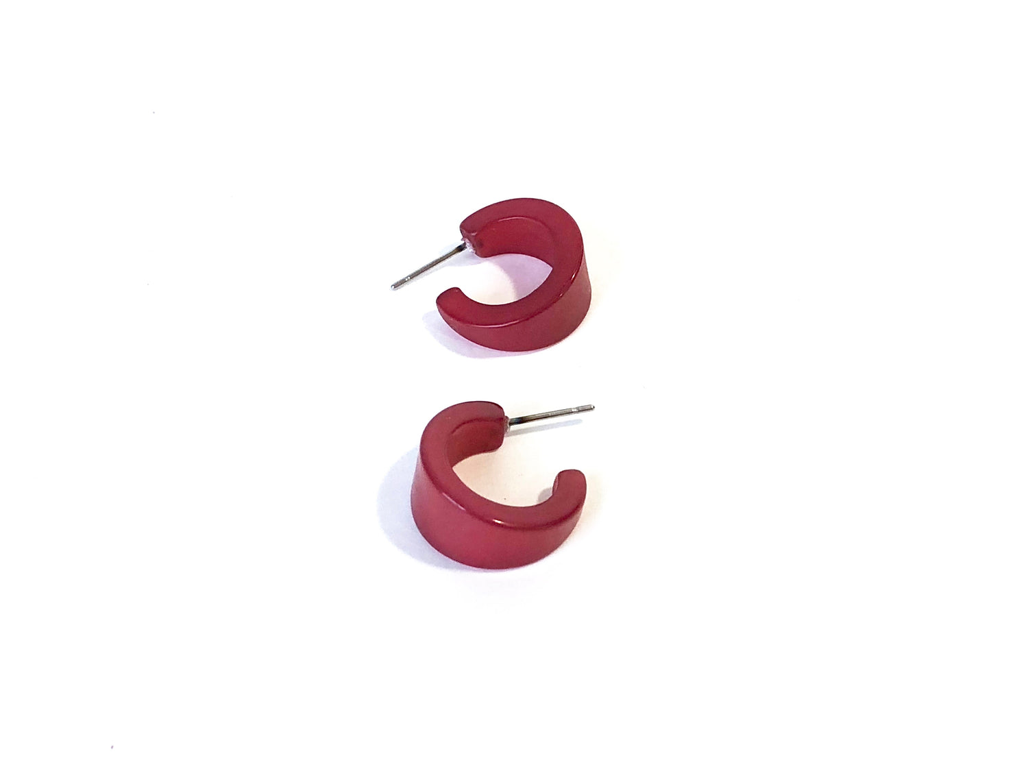 small dark red hoops