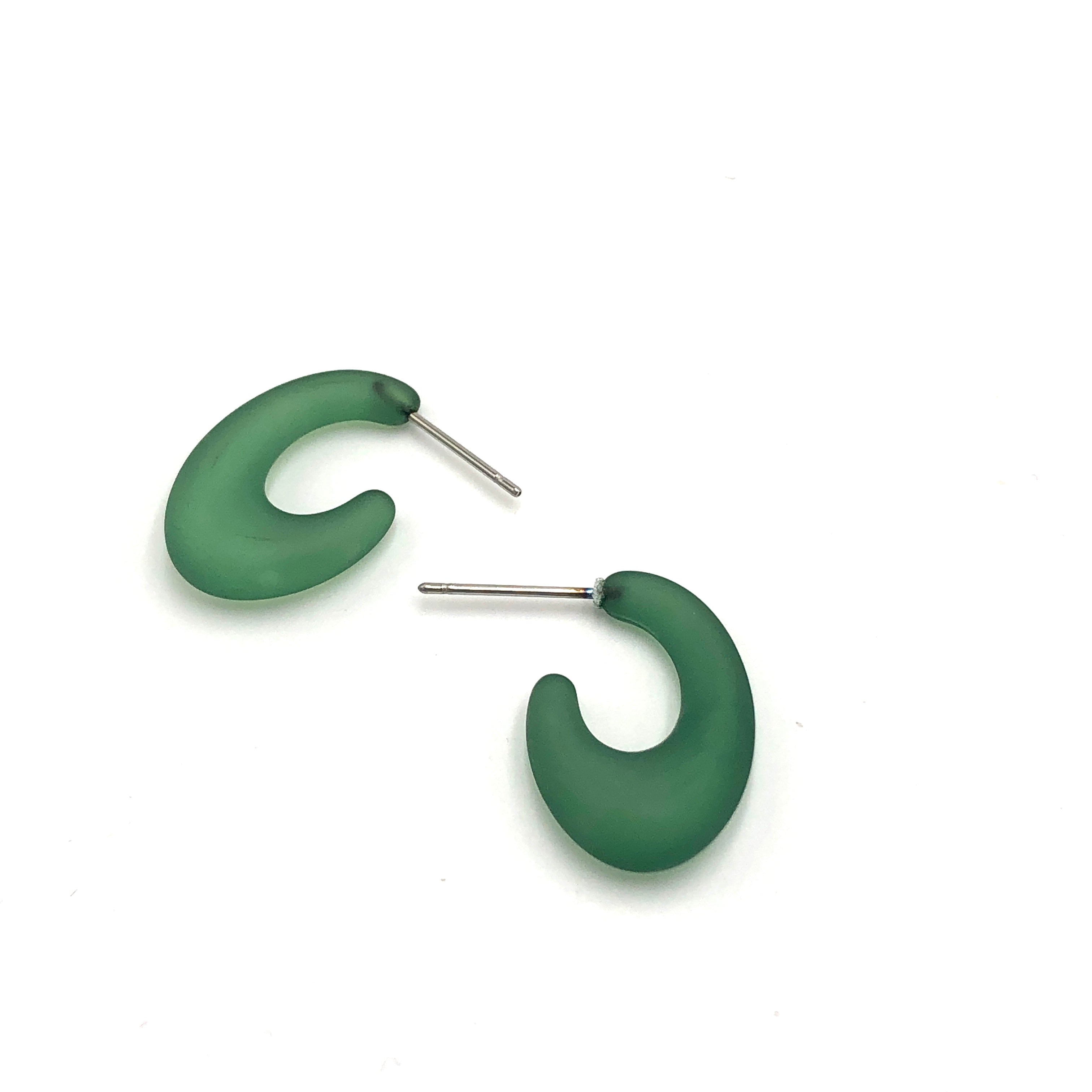 Sea Glass Green Frosted Frisco Hoop Earrings