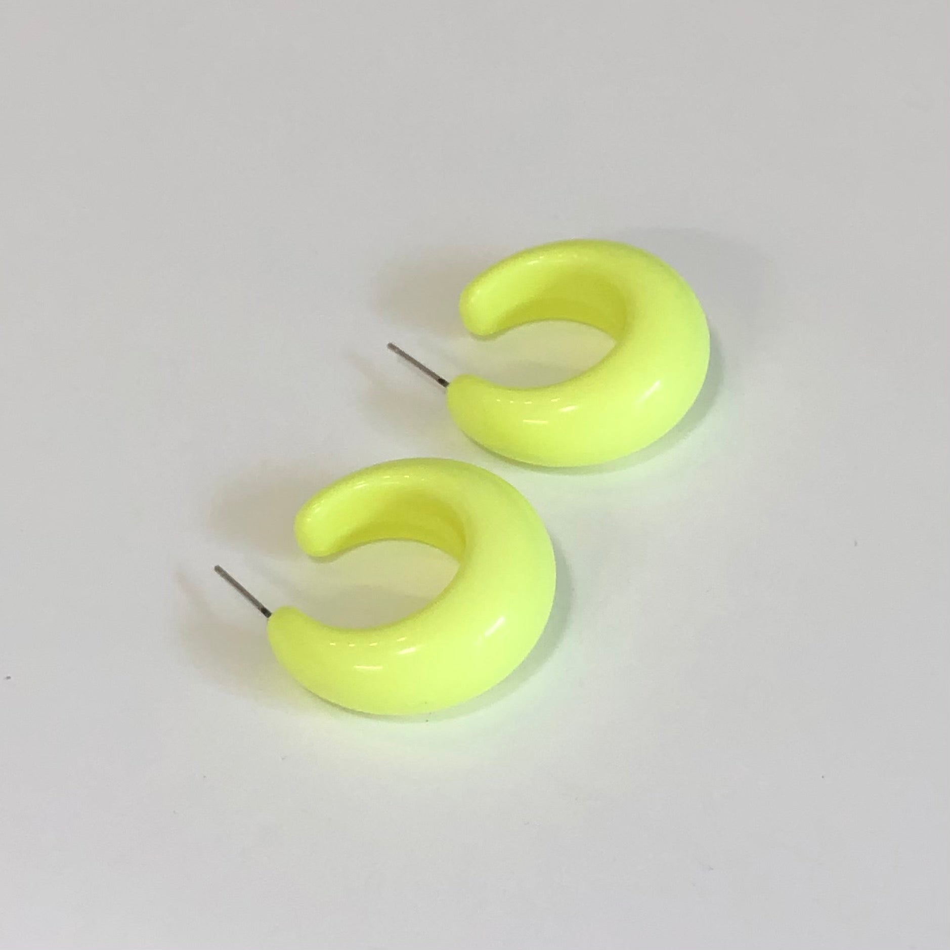 Neon Yellow Lucille Lucite Hoop Earrings
