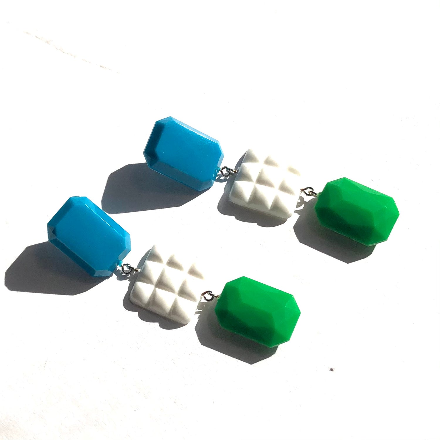 aqua green big earrings