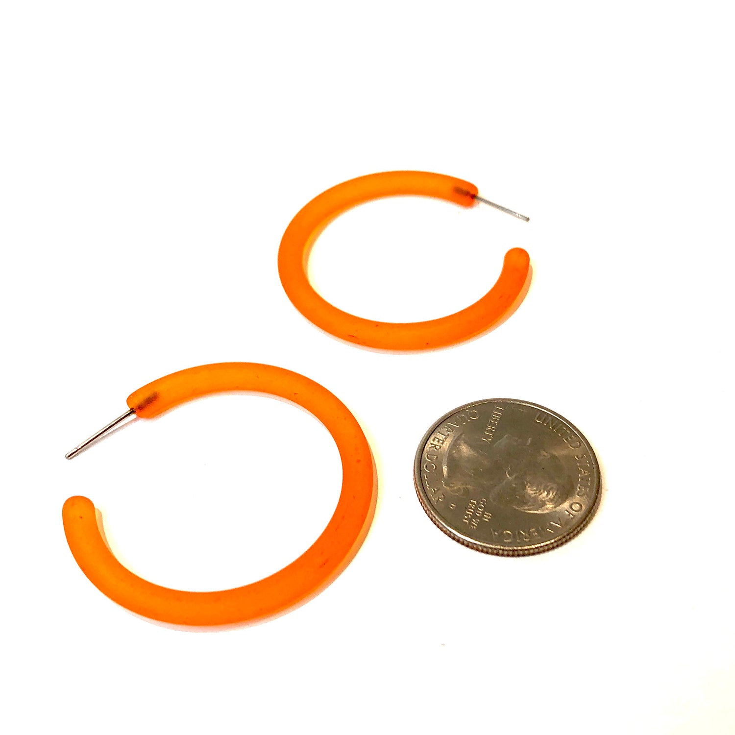 orange frosted hoop earrings