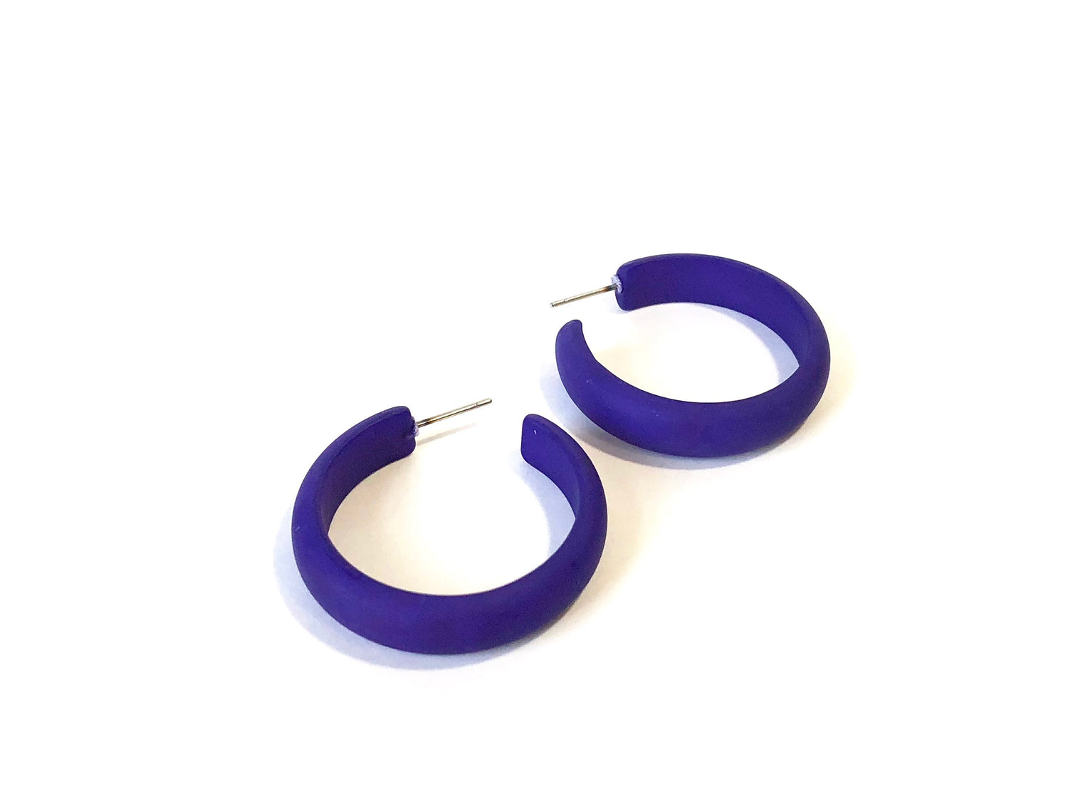 bright blue hoop earrings