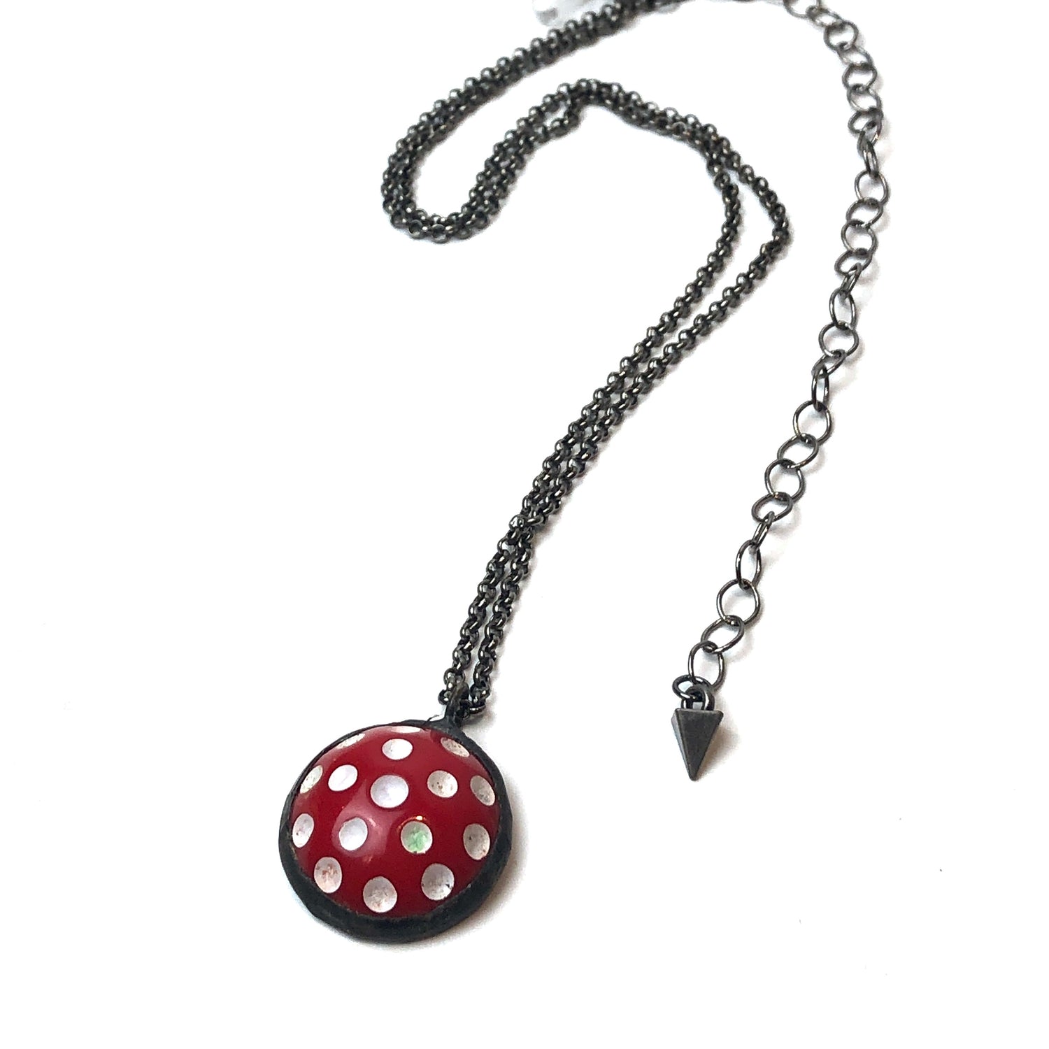 Cherry Red &amp; White Polka Dot Layering Necklace - Medium
