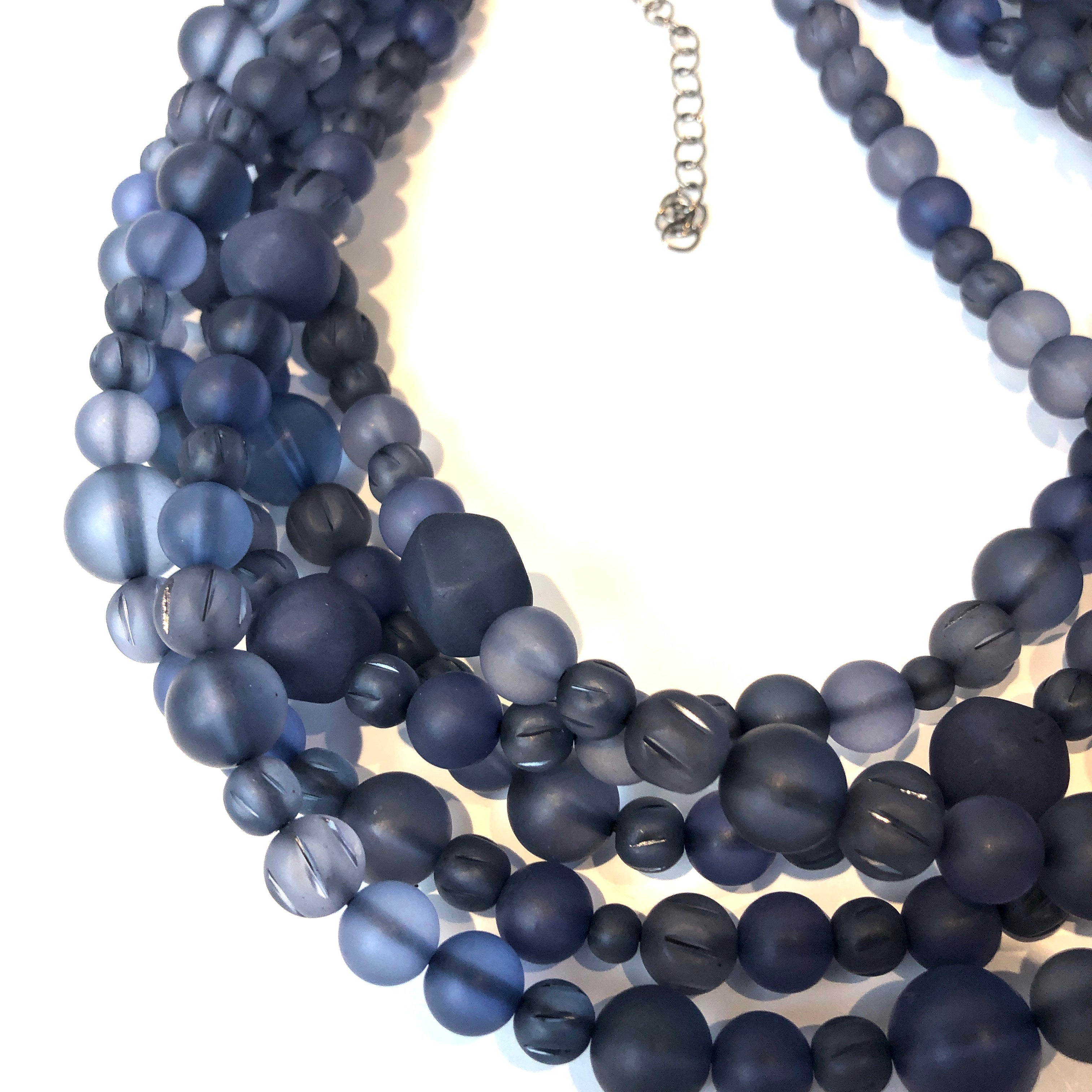Denim Blue Frosted Mixed Sylvie Statement Necklace