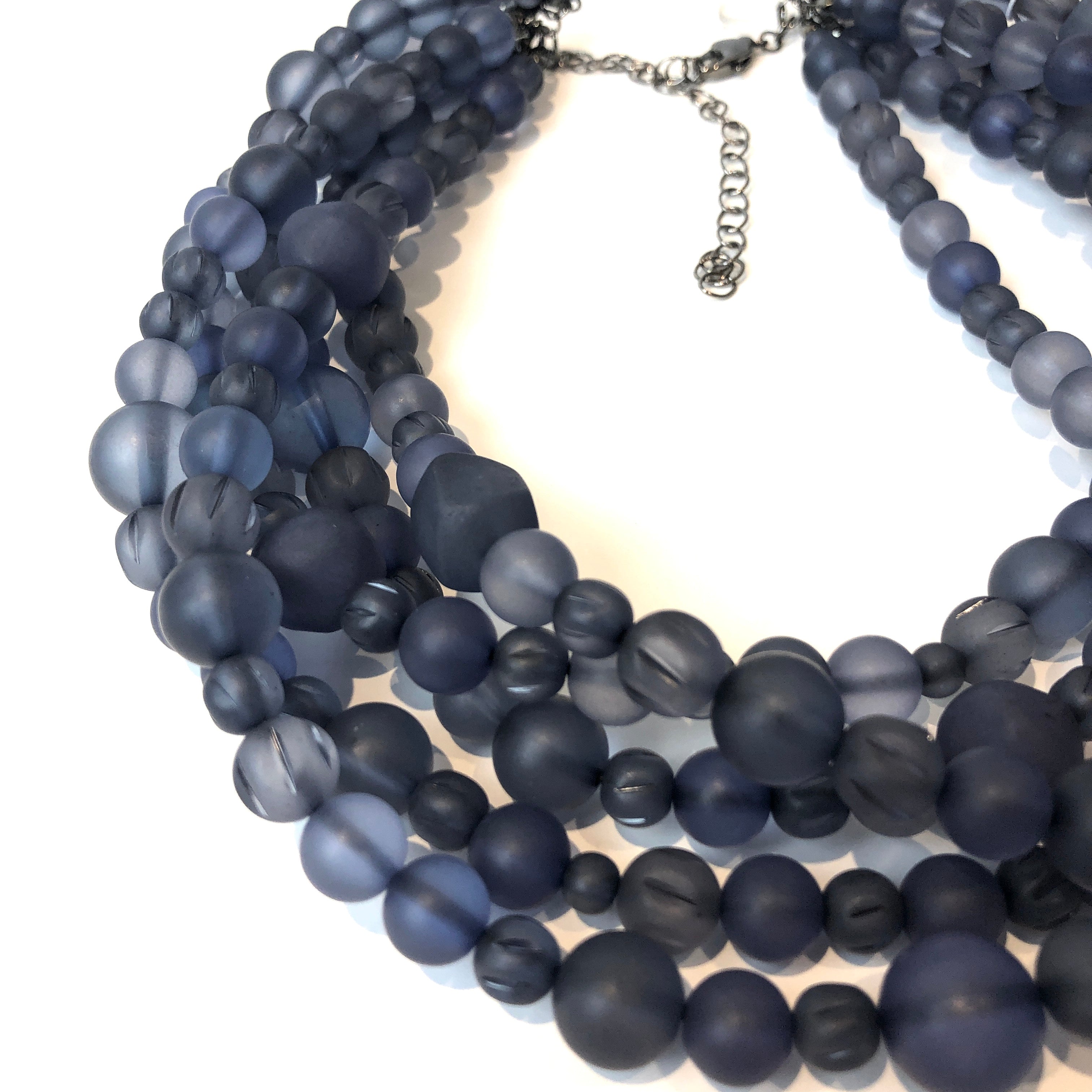 Denim Blue Frosted Mixed Sylvie Statement Necklace