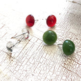 red clear green lucite studs