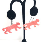 speckled pink cat earrings
