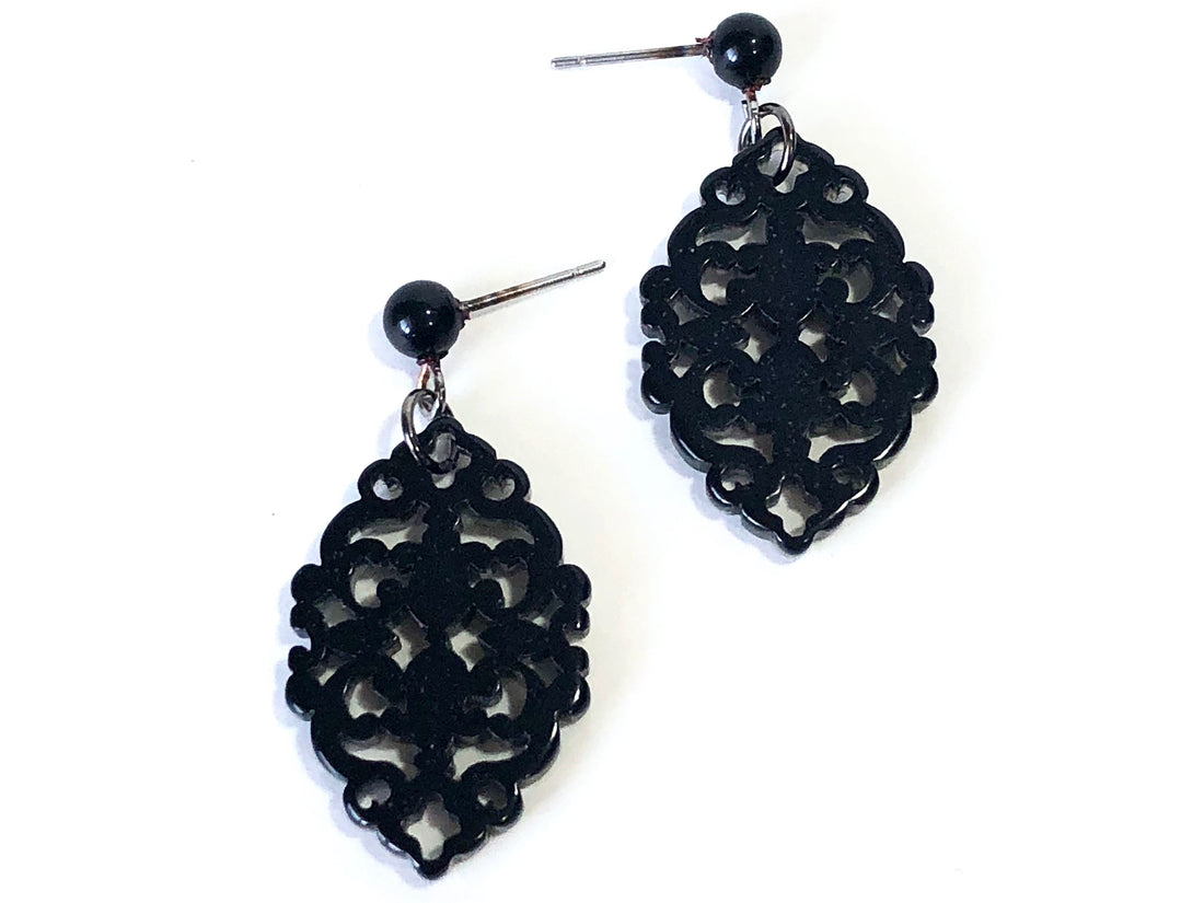 black boho diamante earrings