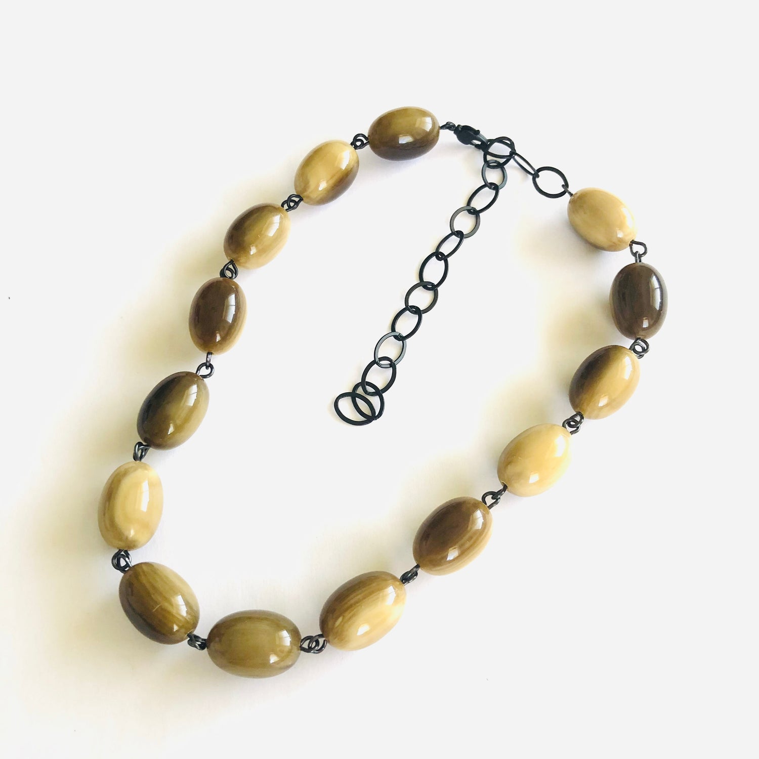 Brown Oval Beaded Amelia Necklace