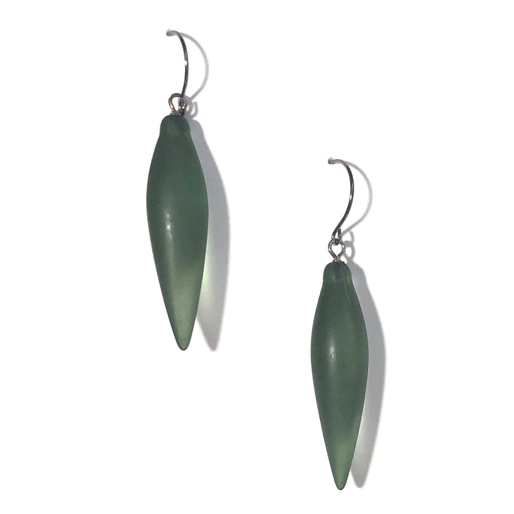 green plumb bob earrings