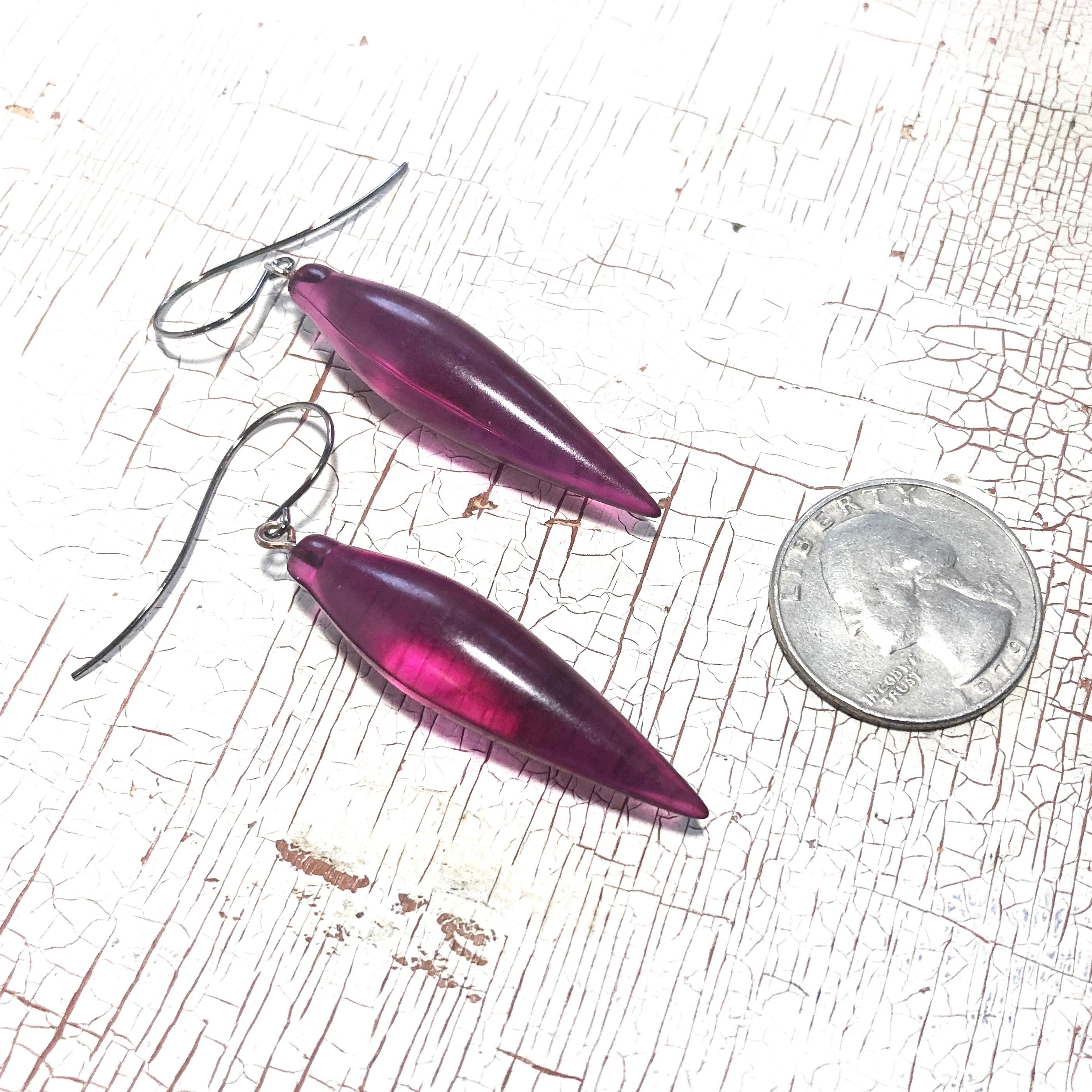 purple spike drop earrings