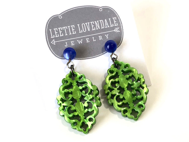 green moonglow earrings