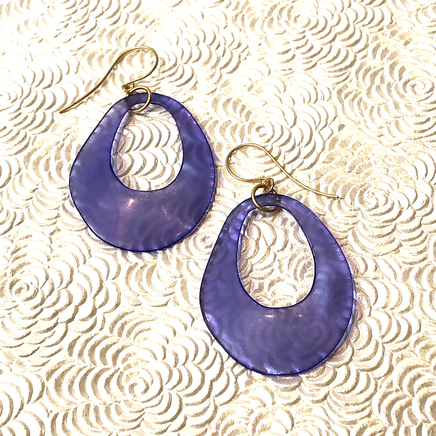 Purple Gemma Teardrop Drop Earrings