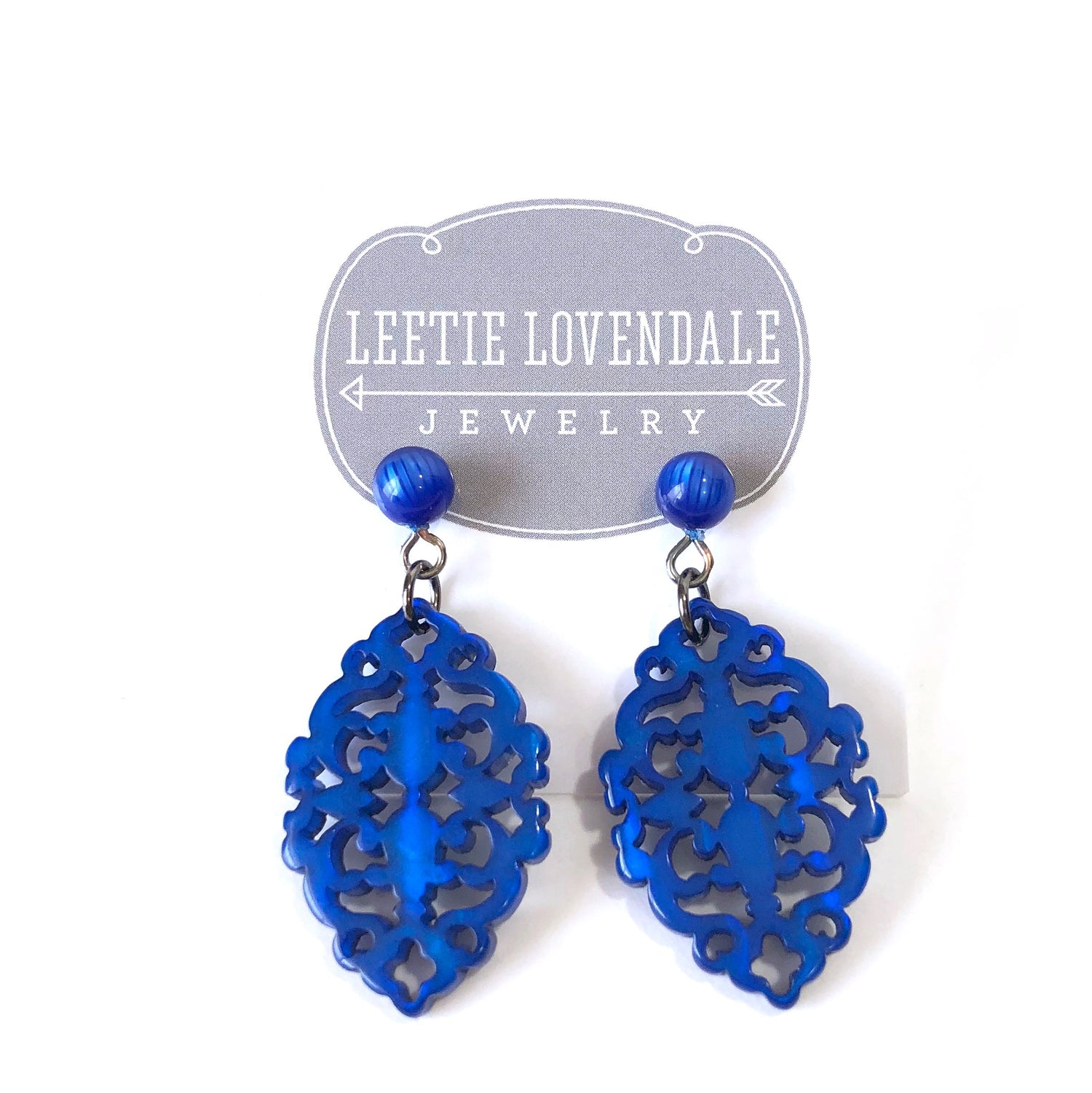 royal blue diamante earrings