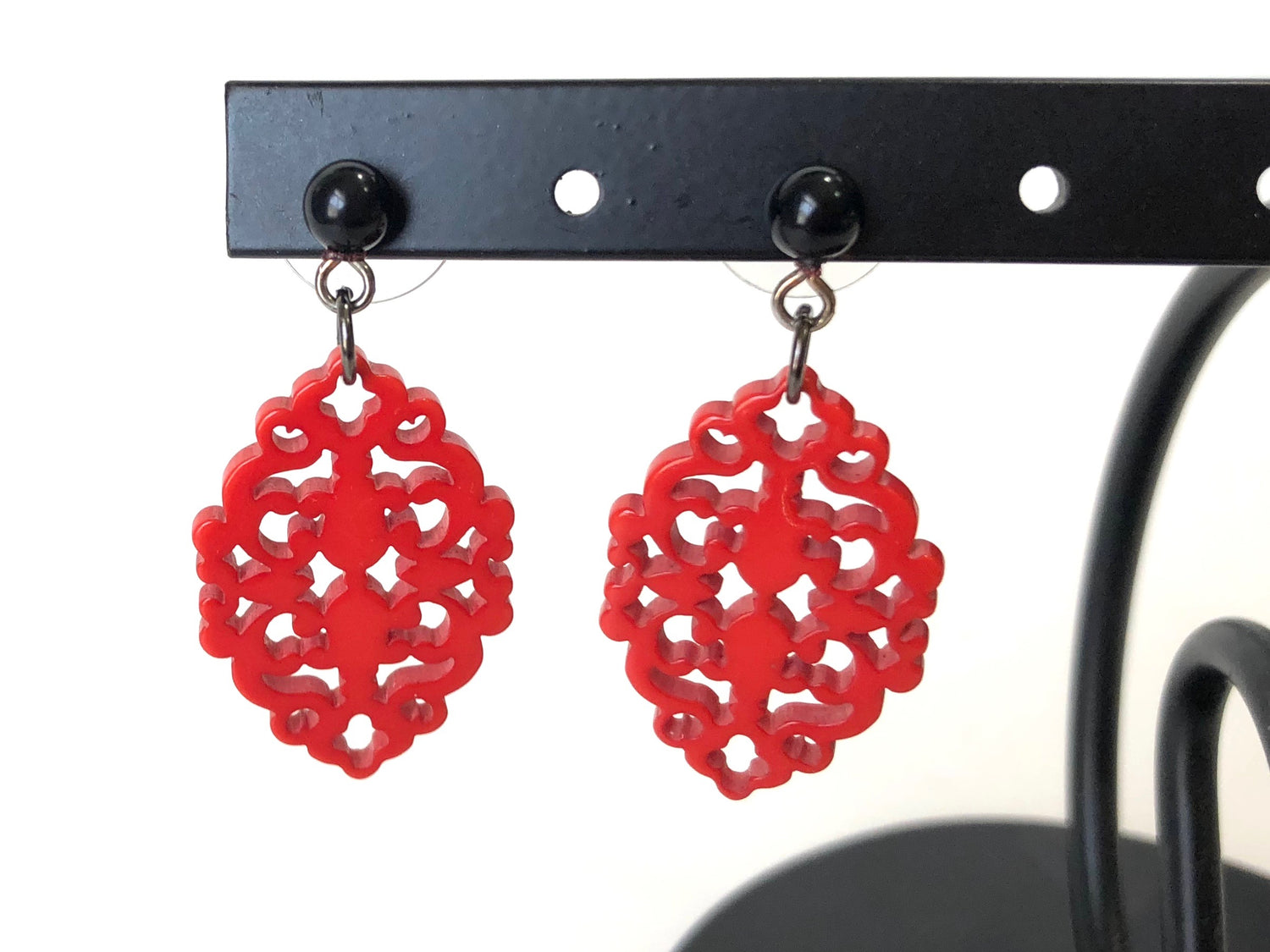 red diamante earrings leetie