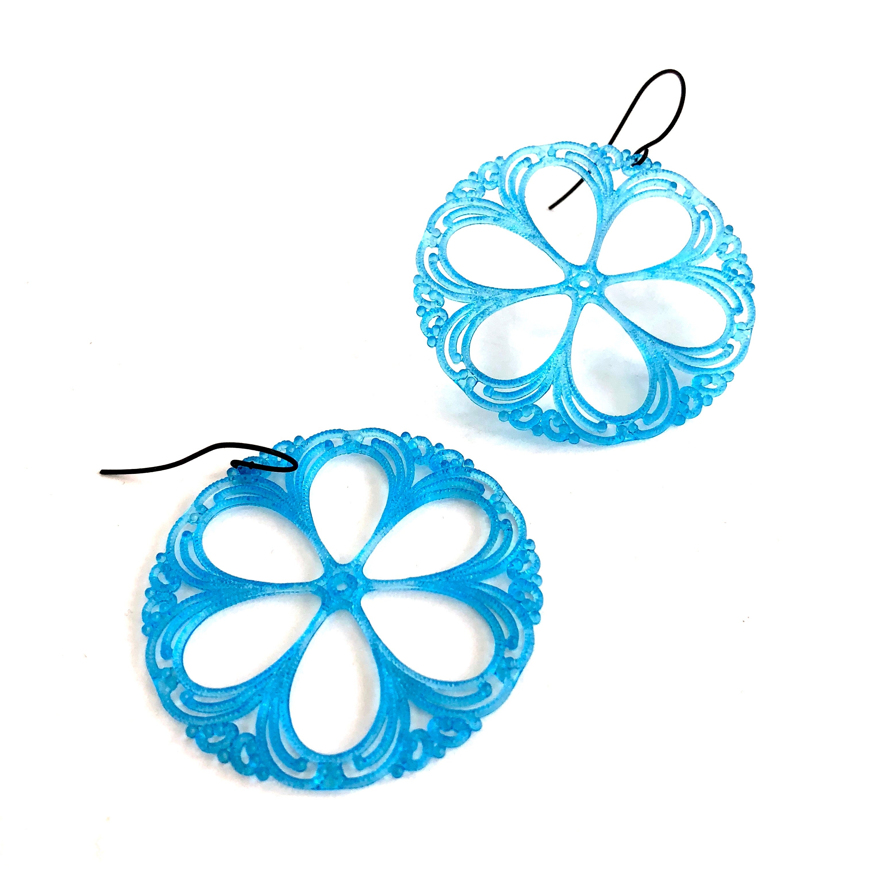 aqua blue lace earrings