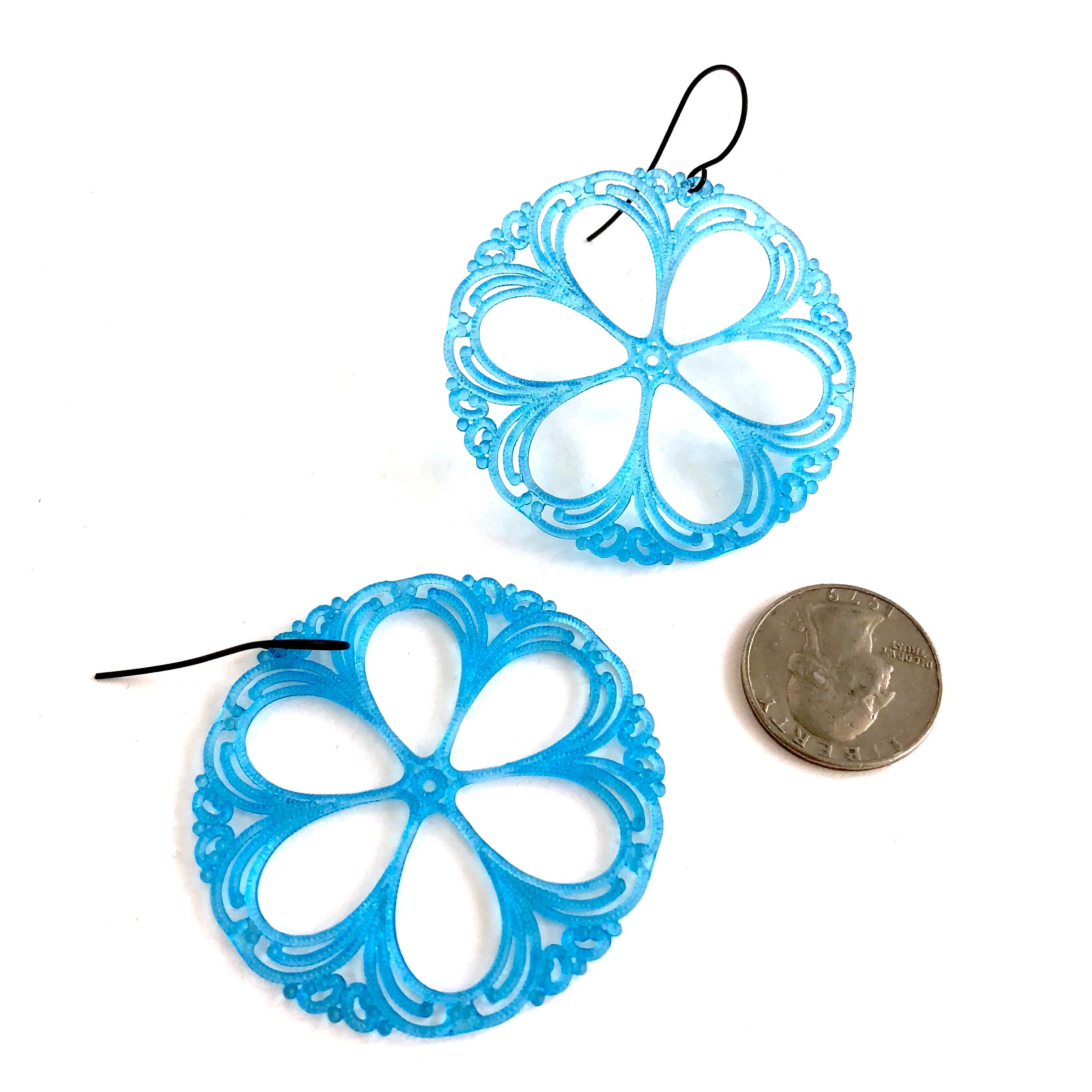 bright blue circle earrings
