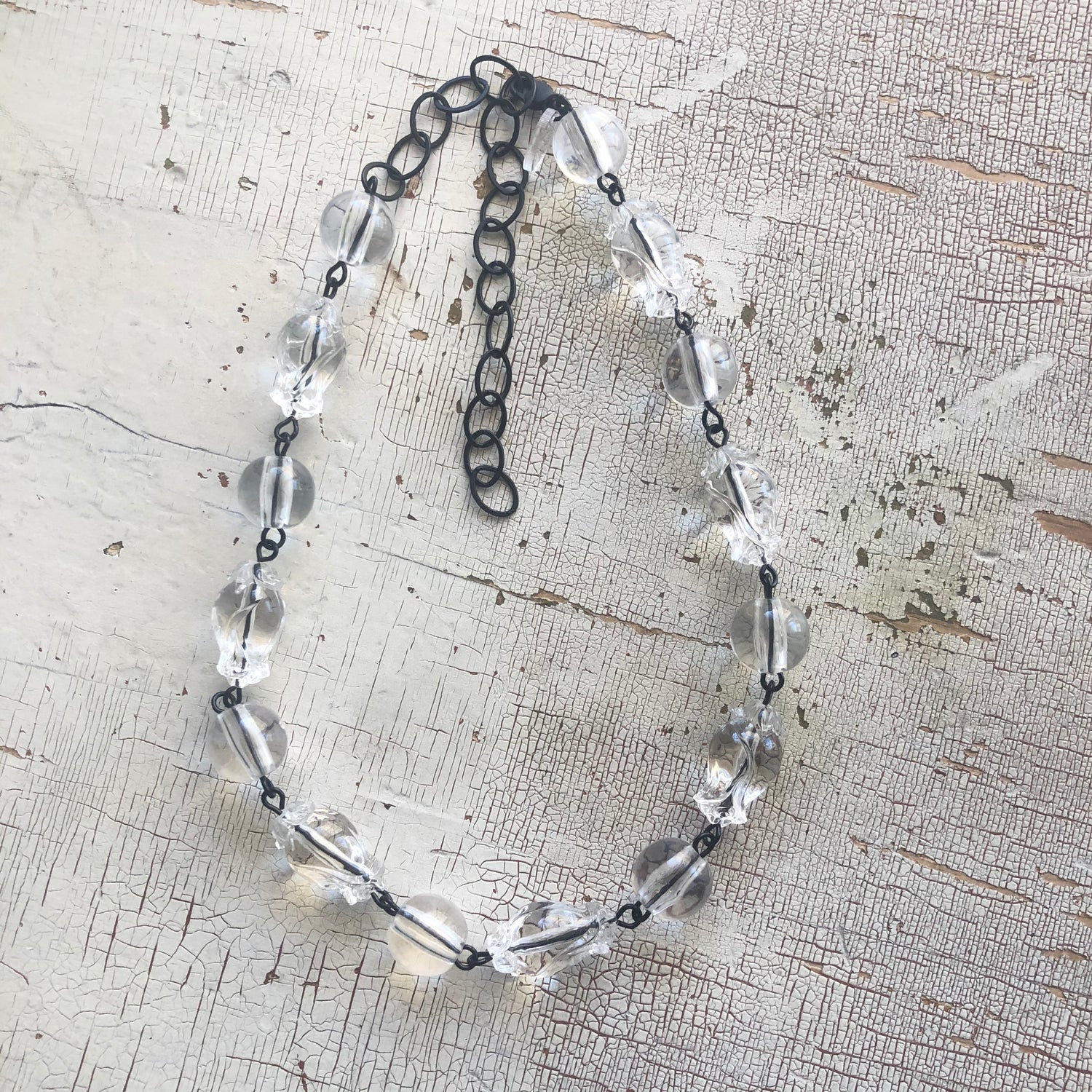 Clear Rosette Beaded Amelia Necklace